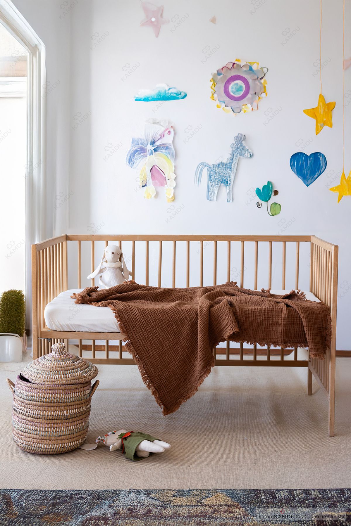 Jassya 100x100cm %100 Müslin Bebek Battaniyesi, Çok Amaçlı Müslin Örtü, Çok Katlı Pamuk Bebek Örtüsü