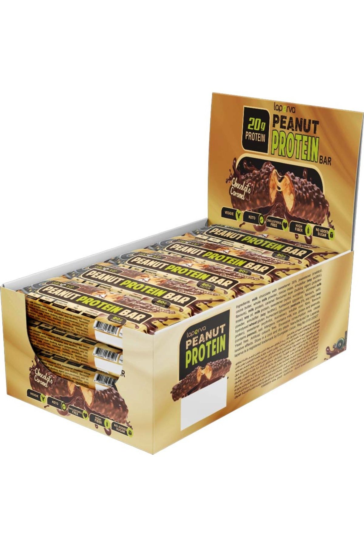 Laperva-Peanut Protein Bar, Box of 12 Bars, Chocolate Caramel 1