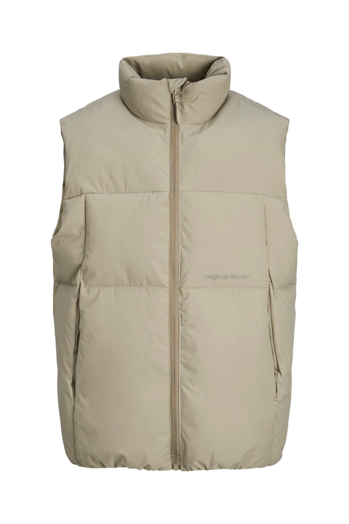 Jack & Jones-Vesterbro Gray Men's Puffer Vest - Stand Collar 1