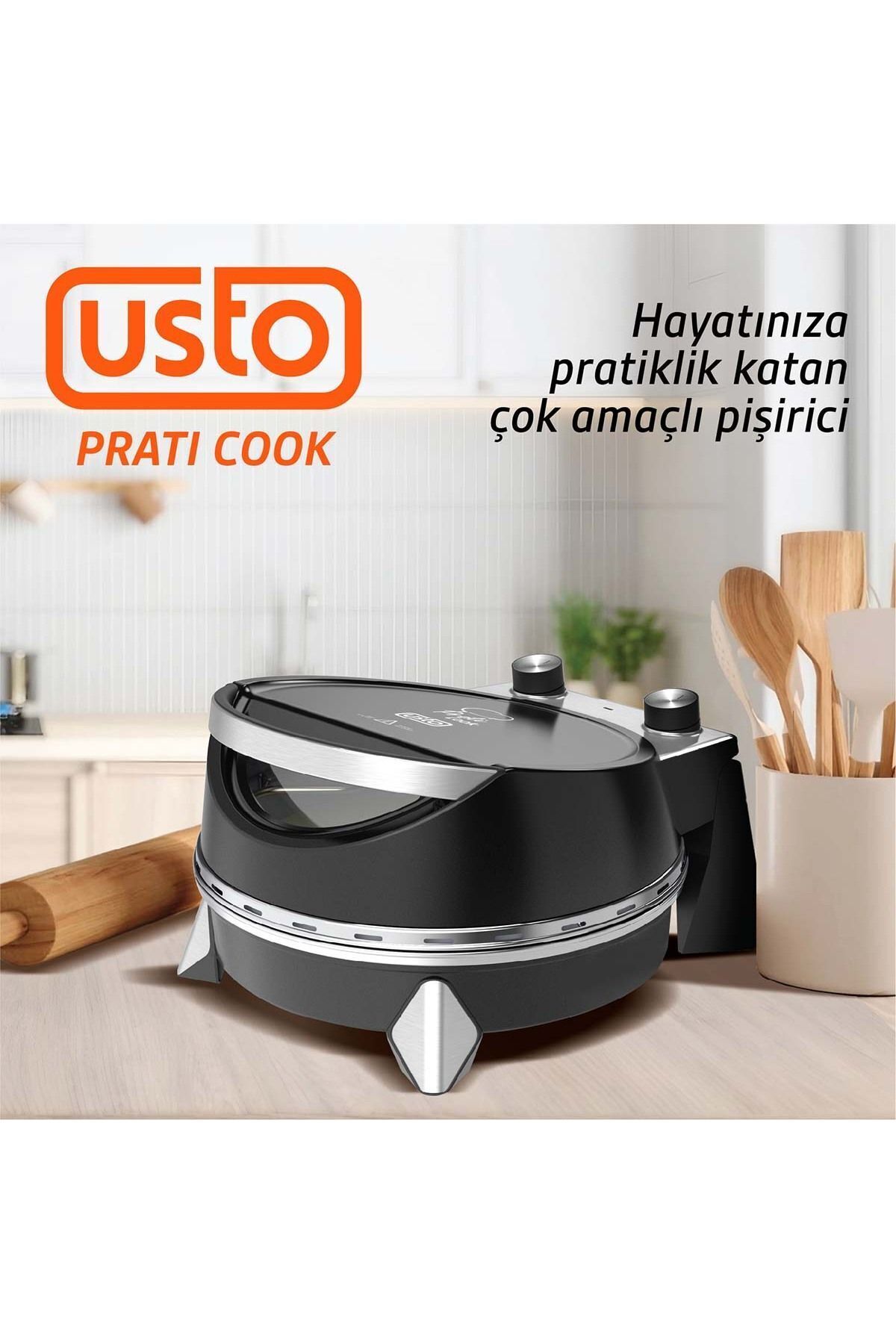 Usto 2850 Prati Cook Çok Amaçlı Pişirici Siyah - Lahmacun Ve Pizza Fırını