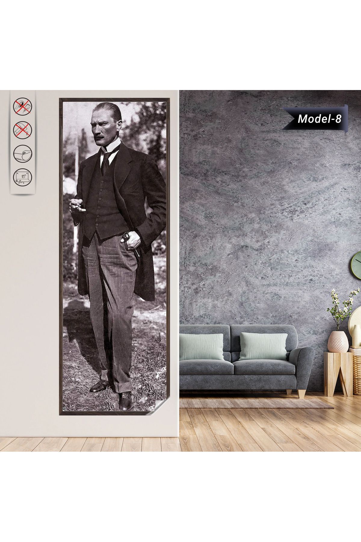 ZERO LAND Statik Tutunma Özellikli Tablo - Poster Atatürk (Model- 8) 70 CM X 200 CM 629097