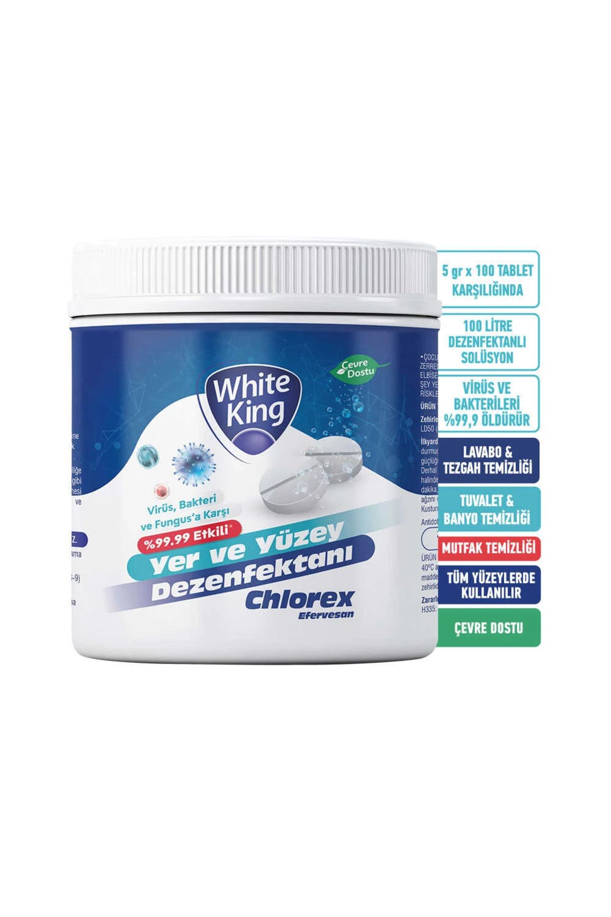 White King Chlorex Yer Ve Yüzey Dezenfektanı (3,5) gr x 200 Efervesan Tablet %99,9