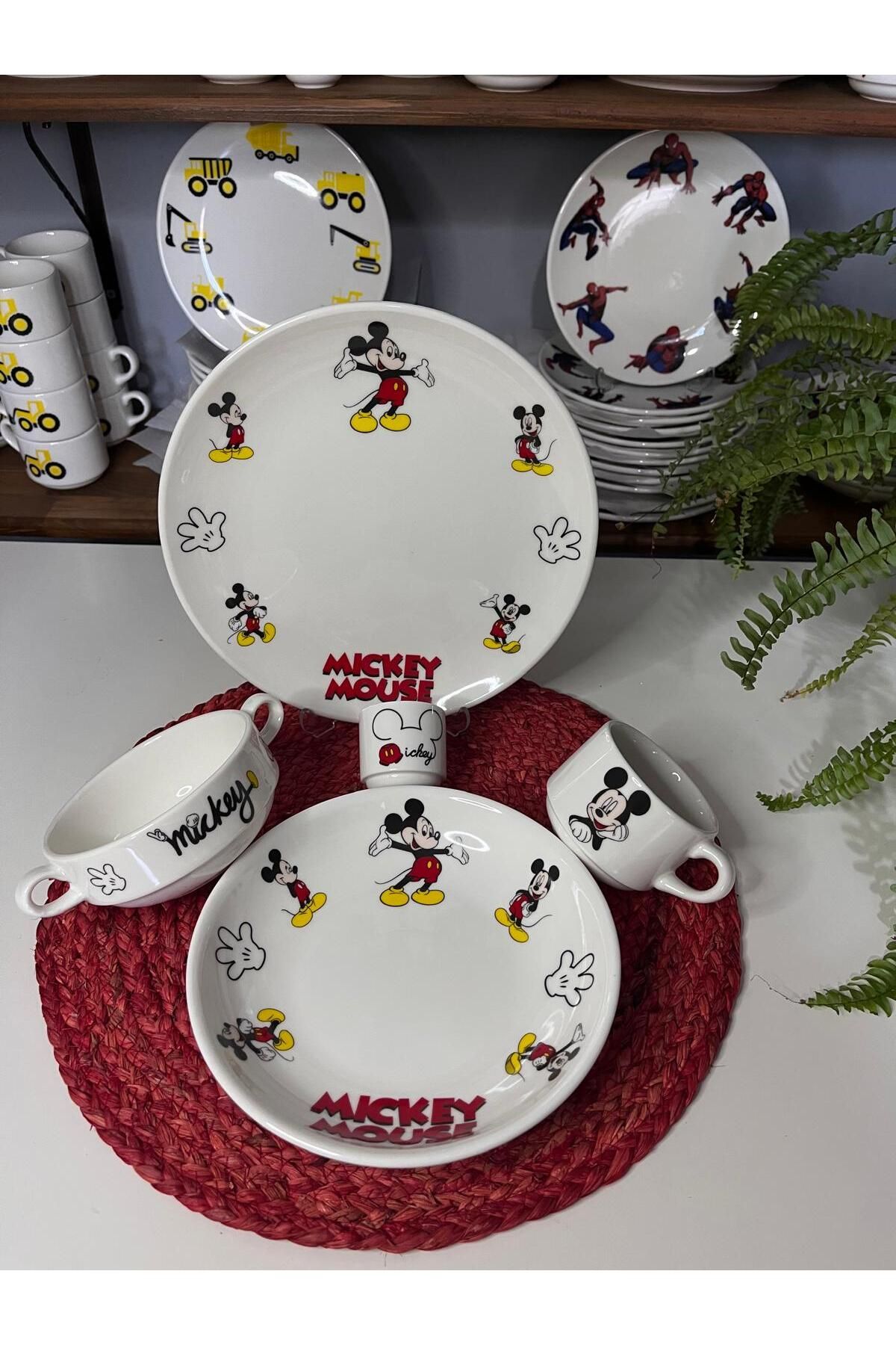 TEBAK COLLECTION TEBAK YENİ MİCKEY MOUSE MODEL 5 PARÇA ÇOCUK YEMEK TAKIMI MAMA SETİ