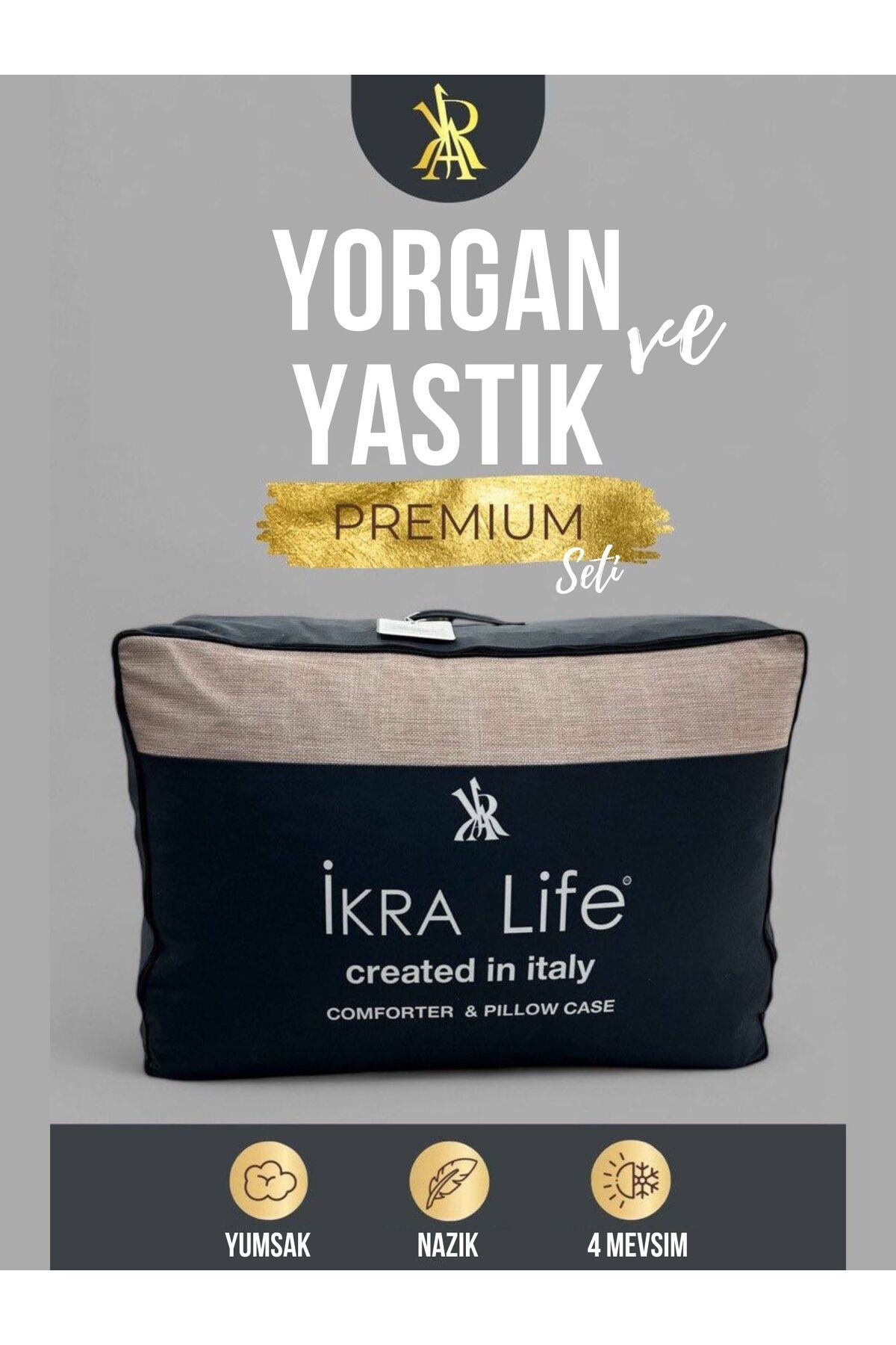 İKRALİFE Tek Kişilik Yorgan Yastık Set 1 Adet Yastık Silikon Yorgan Beyaz Mikrogel Antialerjik