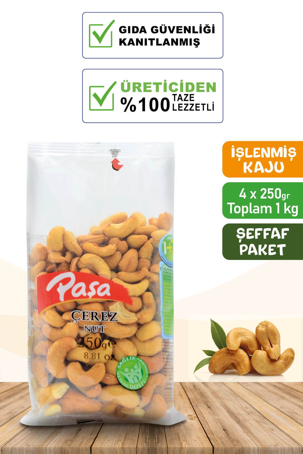 Paşa Kuruyemiş İşlenmiş Kaju Fıstığı 250 gr x 4 Adet (TOPLAM 1 KG)