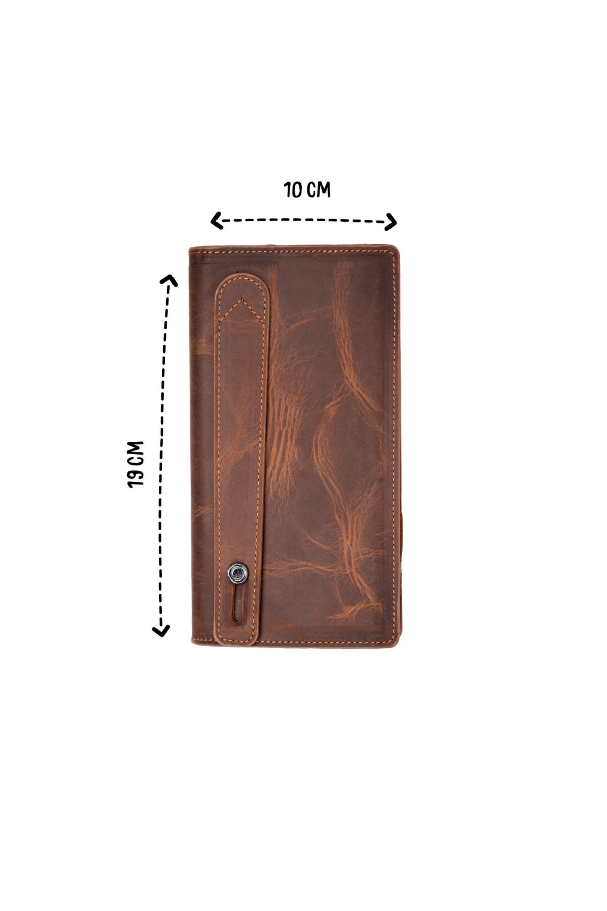 Deriza-6954 Model Genuine Leather Crazy Tan Wallet with Phone Compartment 2