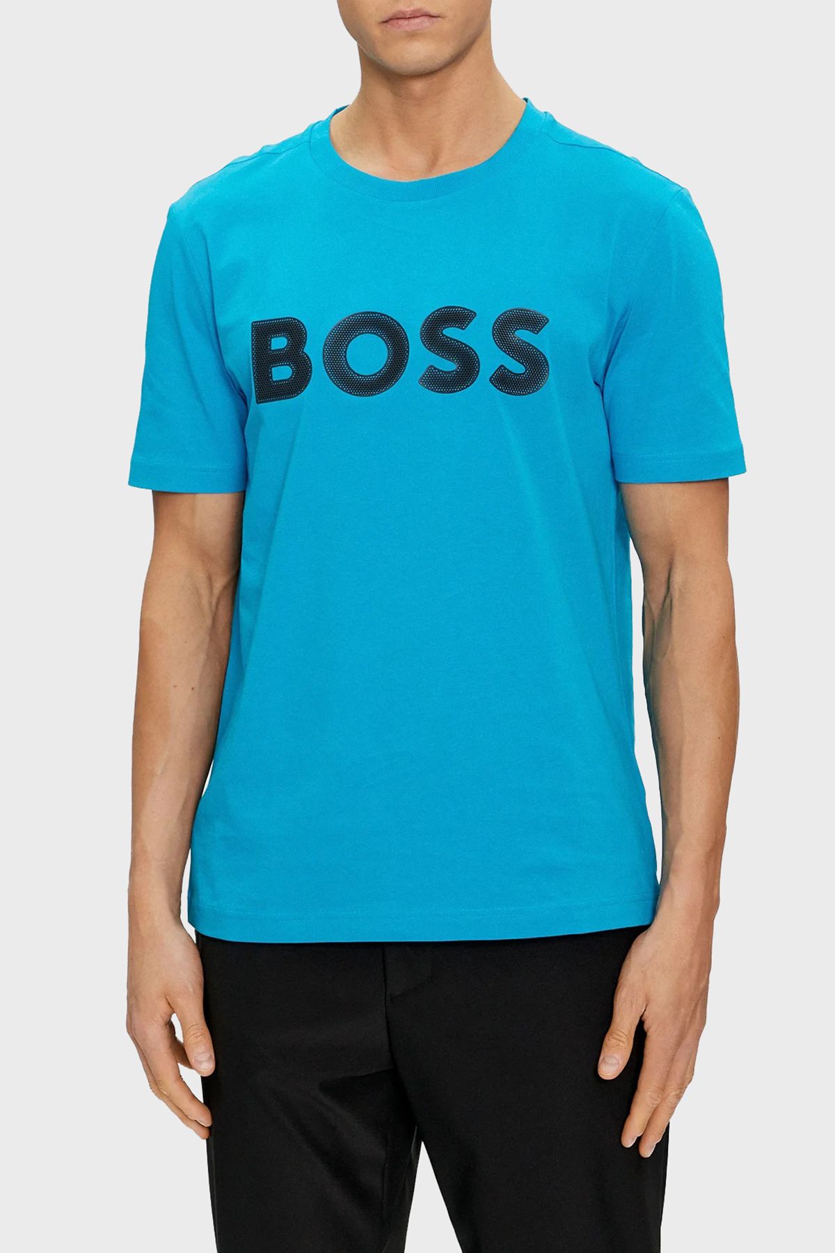تی شرت تی شرت یقه خدمه با آرم 100% پنبه ای معمولی با آرم تی شرت مردانه 50512866 442 BOSS