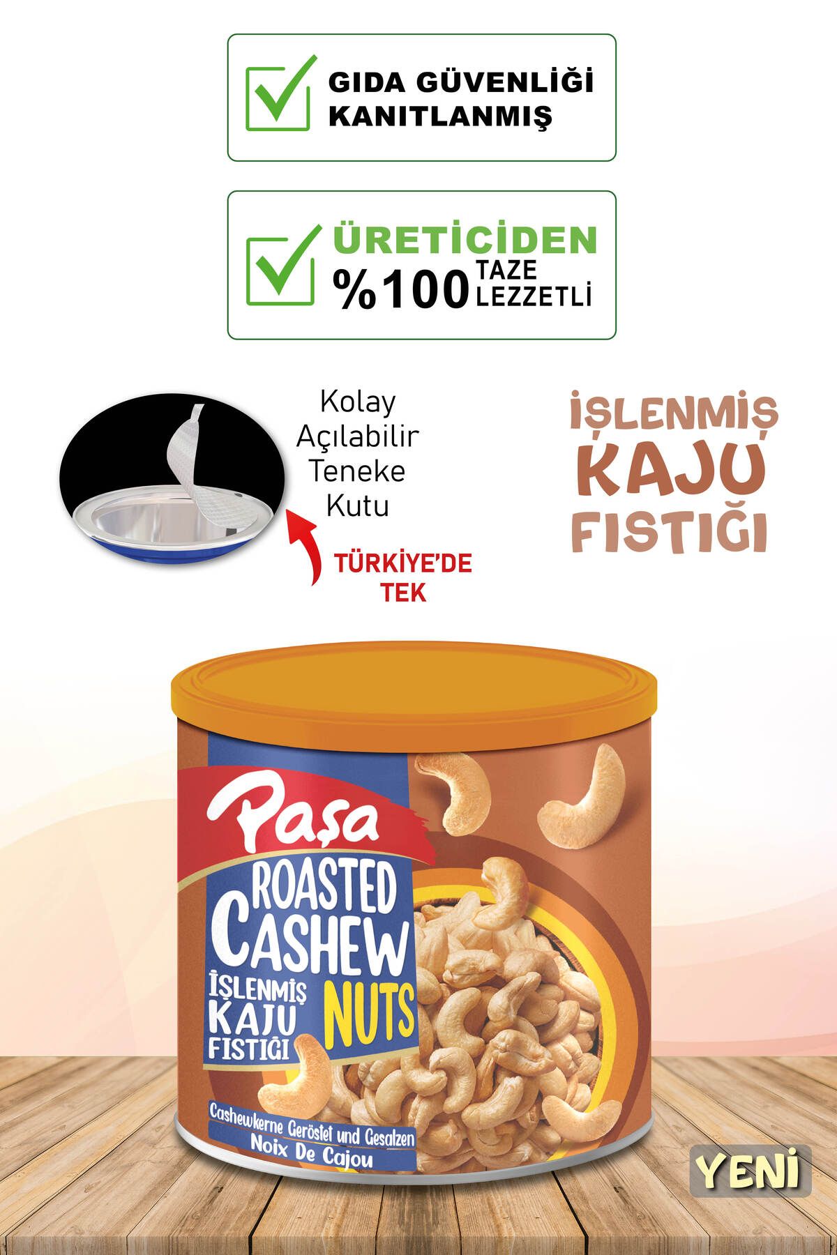 Paşa Kuruyemiş İşlenmiş Kaju Fıstığı Teneke Kutu 150 gr