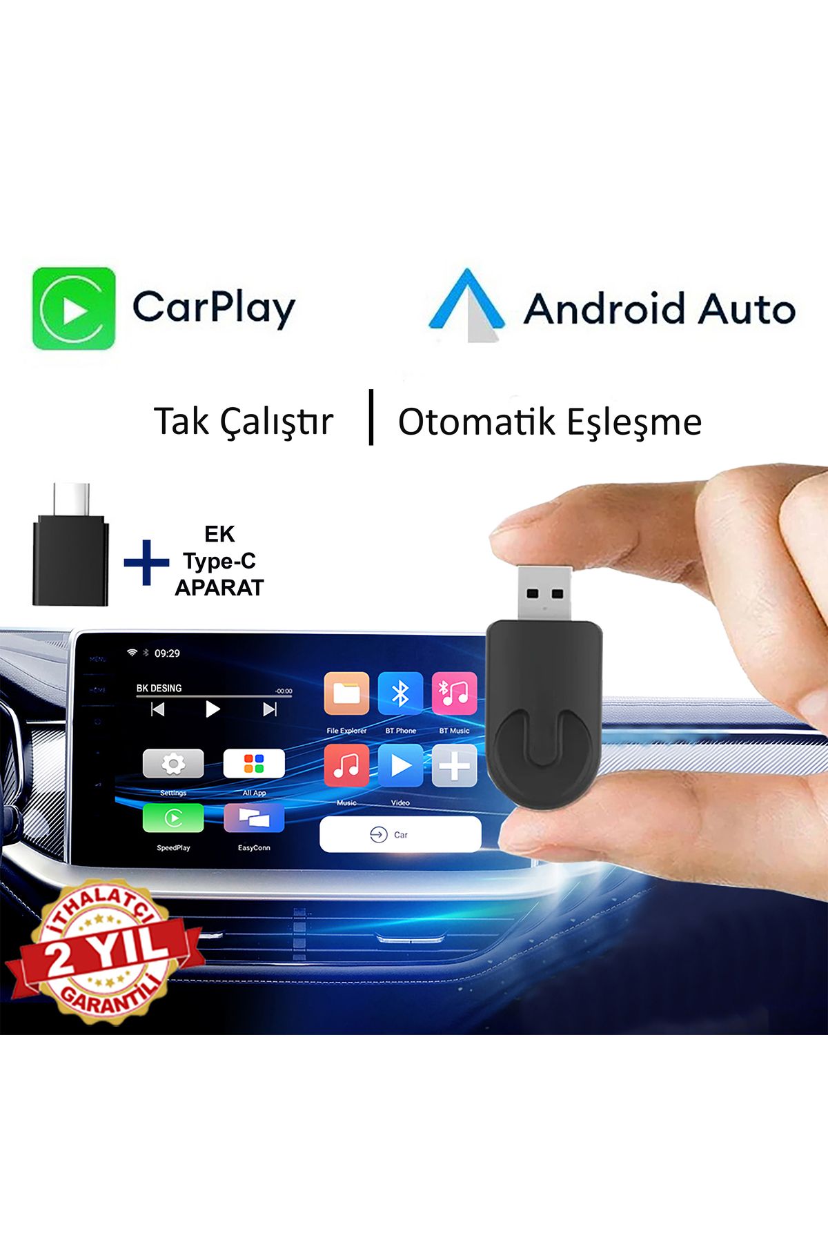 BK DESING-Mini Carplay USB and Type-C Compatible New Design Car Multimedia Adapter 1