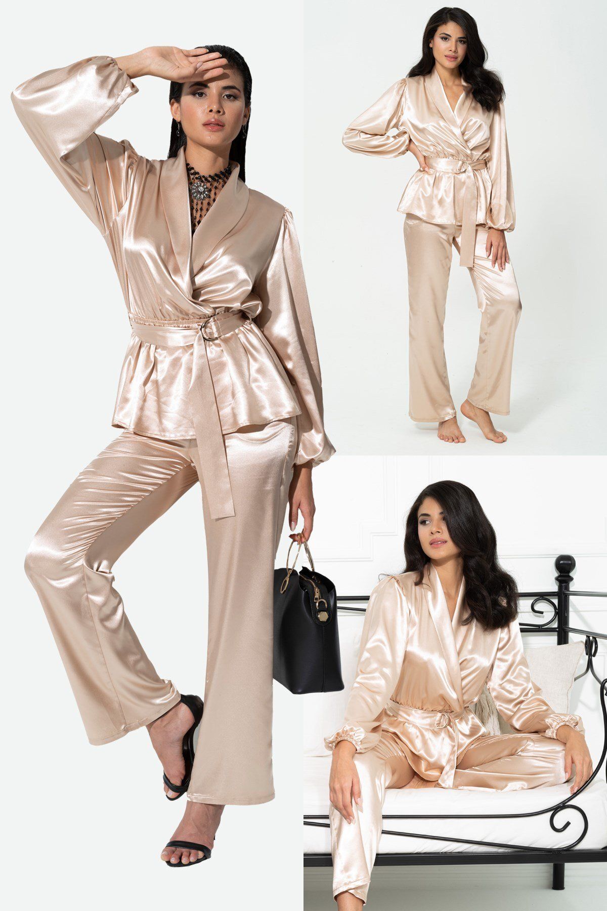 FOR YOU MODA 2'li Hem İçeride Hem Dışarıda Taş Pijama Takım