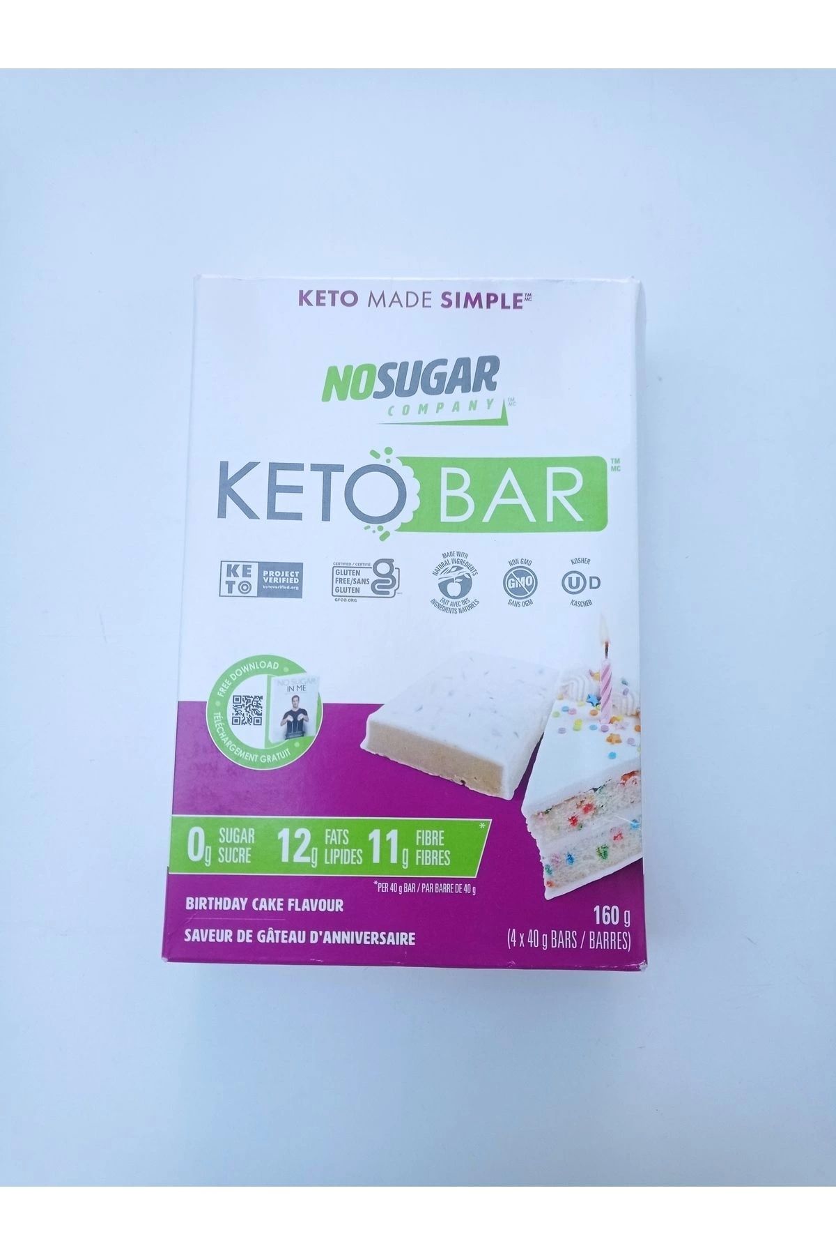 Keto No Sugar Company Keto Bar Bırthday Cake Flovour 4x40g Bars 160 gr