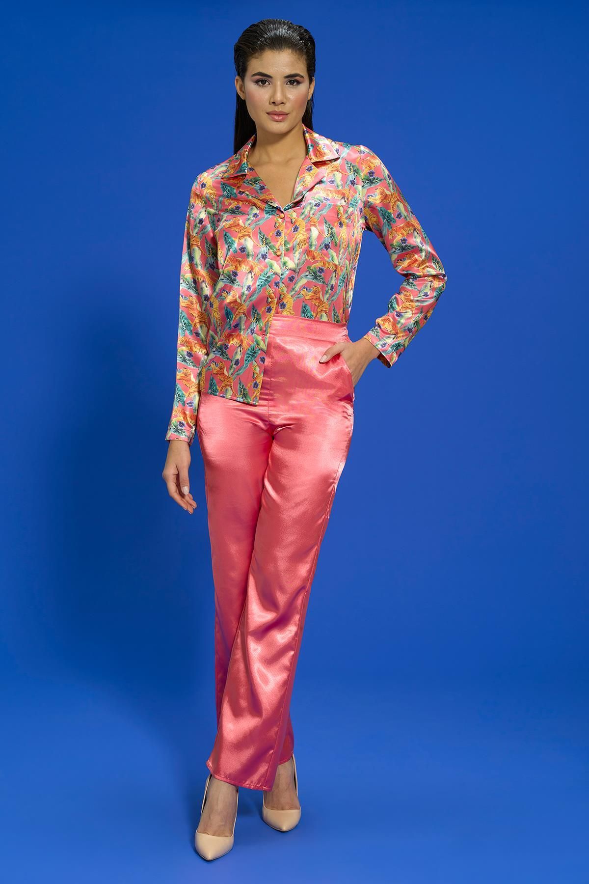 For You İn Out-6-Piece Tiger Pattern Pomegranate Pajama Set 7