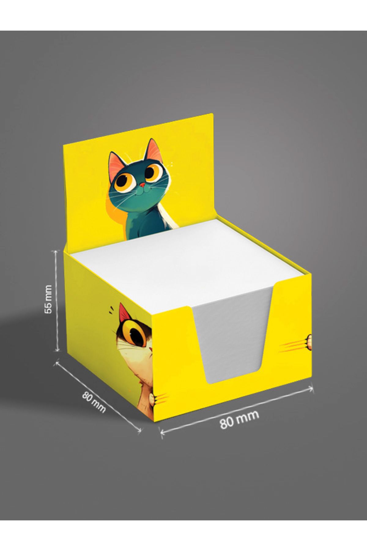 AYKUT OFSET-5Pcs,Cat Design Cube Memo Pad,Boxed Block Note,Note Paper,Note Holder,Cube Note Paper 500, 8X8 3