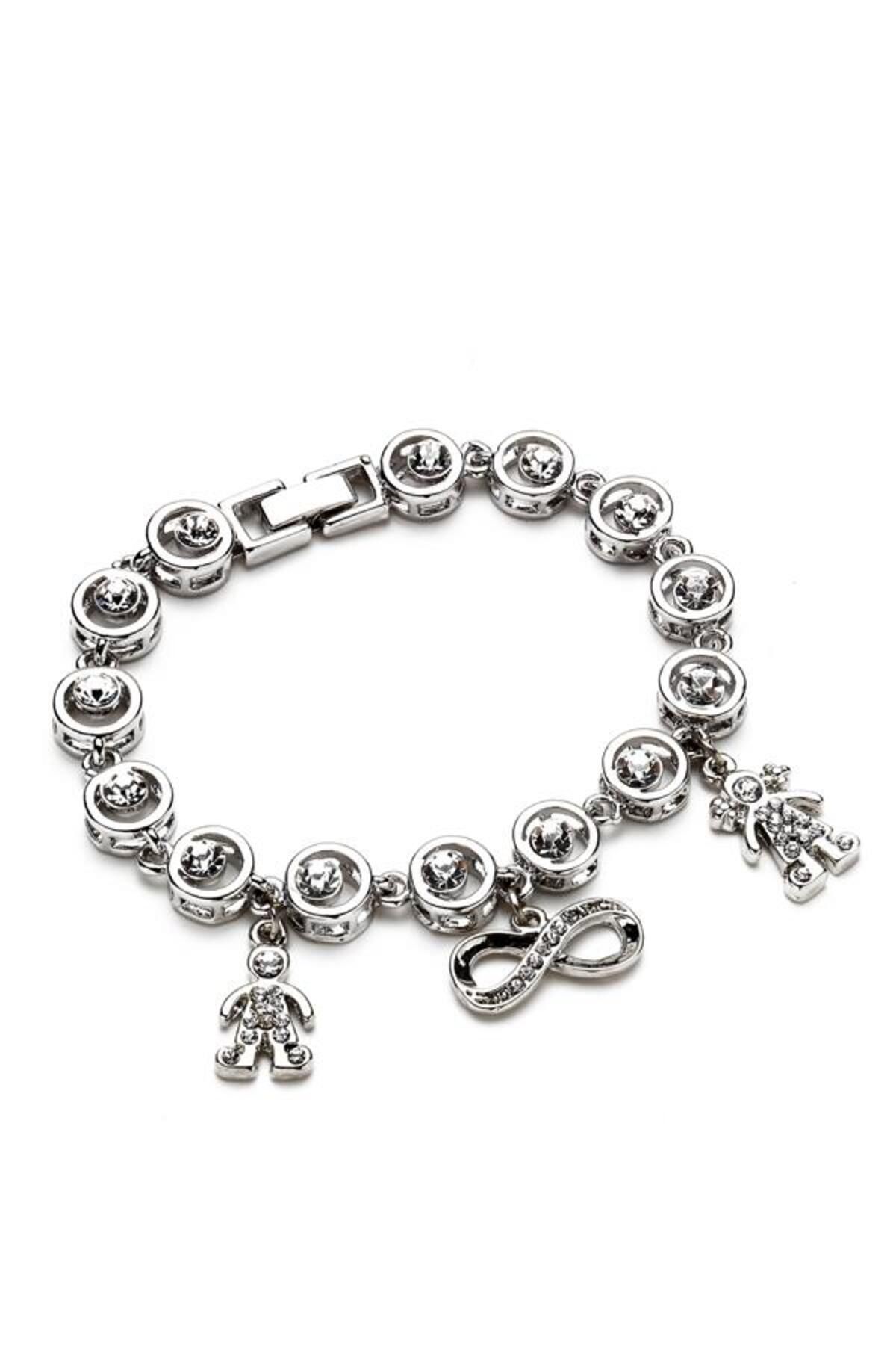 Modex-Silver Color Infinity and Ali Ayşe Figured Stone Bracelet (18cm) 2