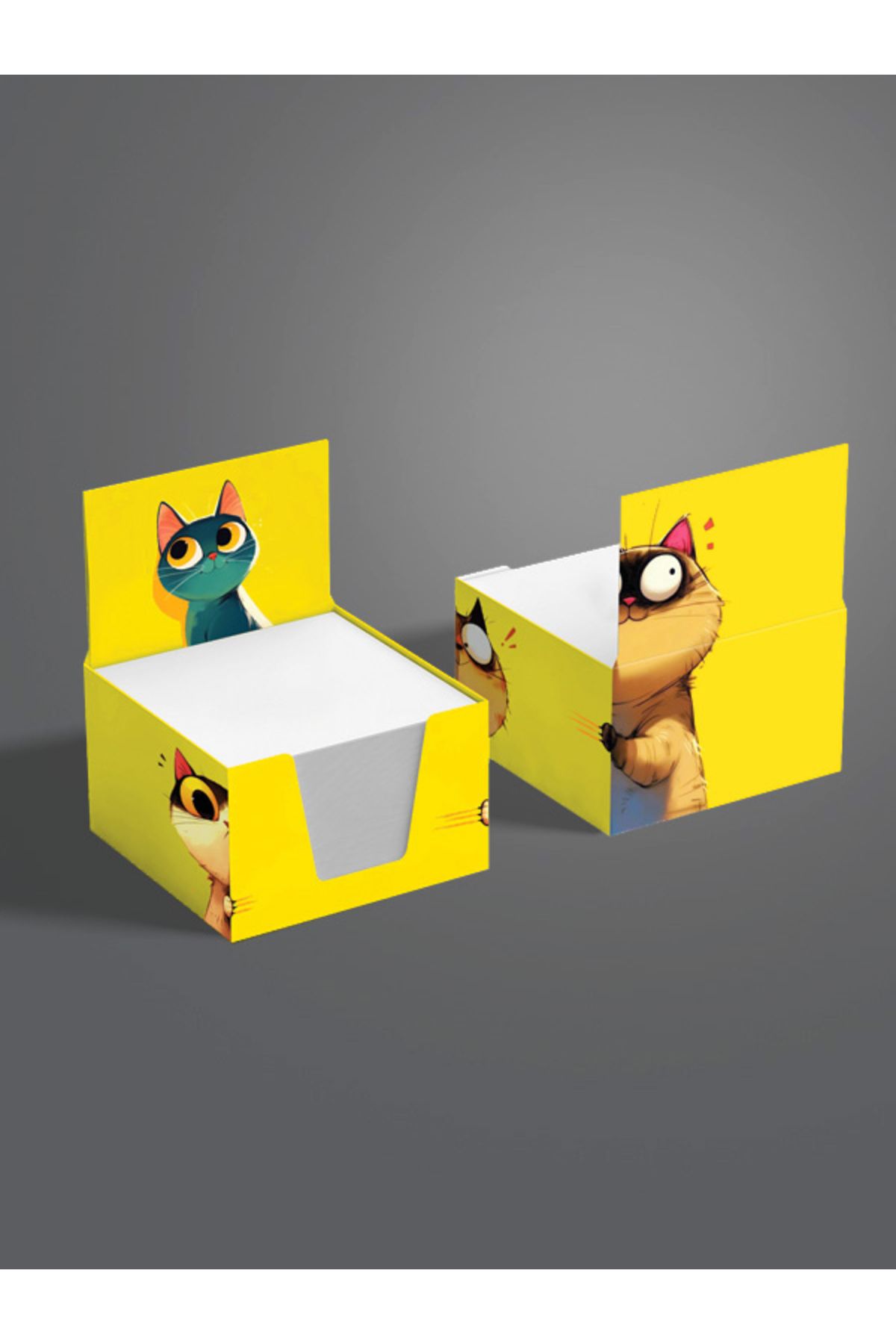 AYKUT OFSET-5Pcs,Cat Design Cube Memo Pad,Boxed Block Note,Note Paper,Note Holder,Cube Note Paper 500, 8X8 1