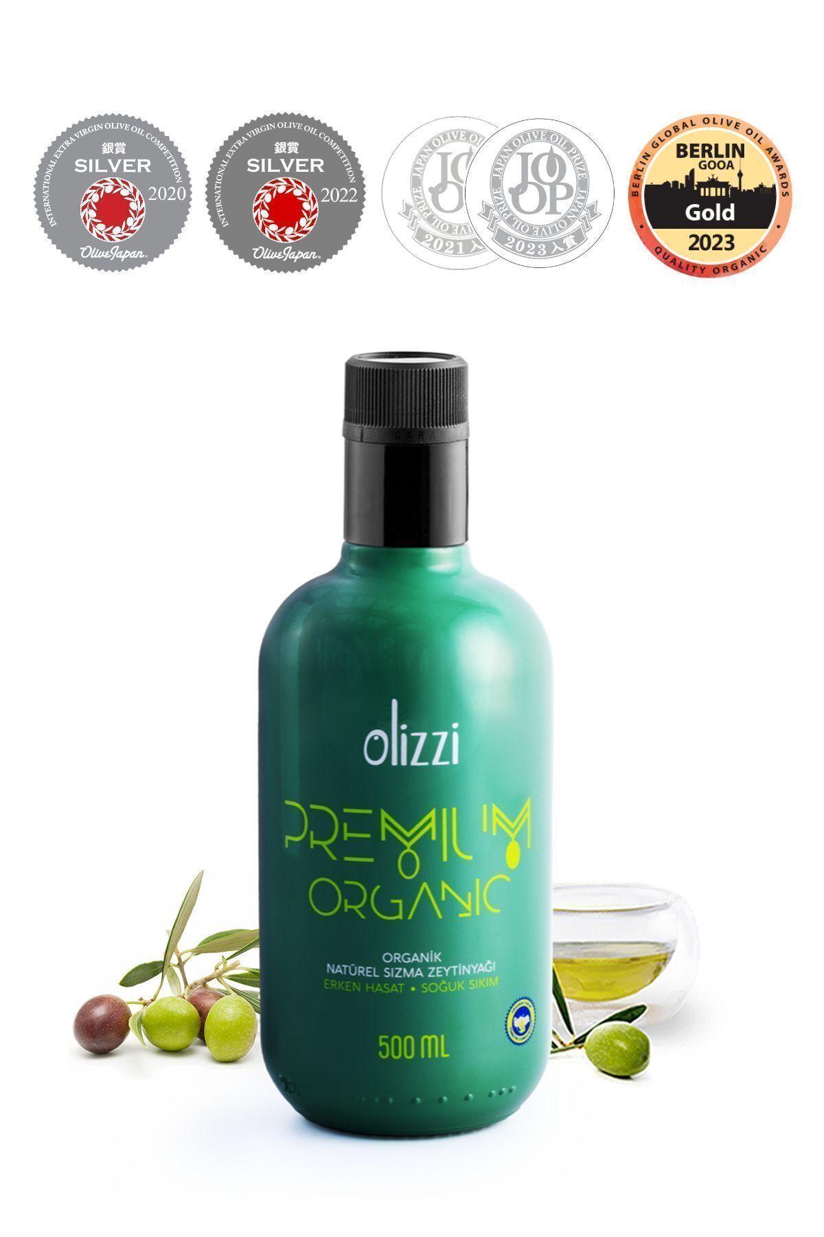 Olizzi Premium Organik Zeytinyağı Ödüllü Natürel Sızma Erken Hasat Soğuk Sıkım 500 ML