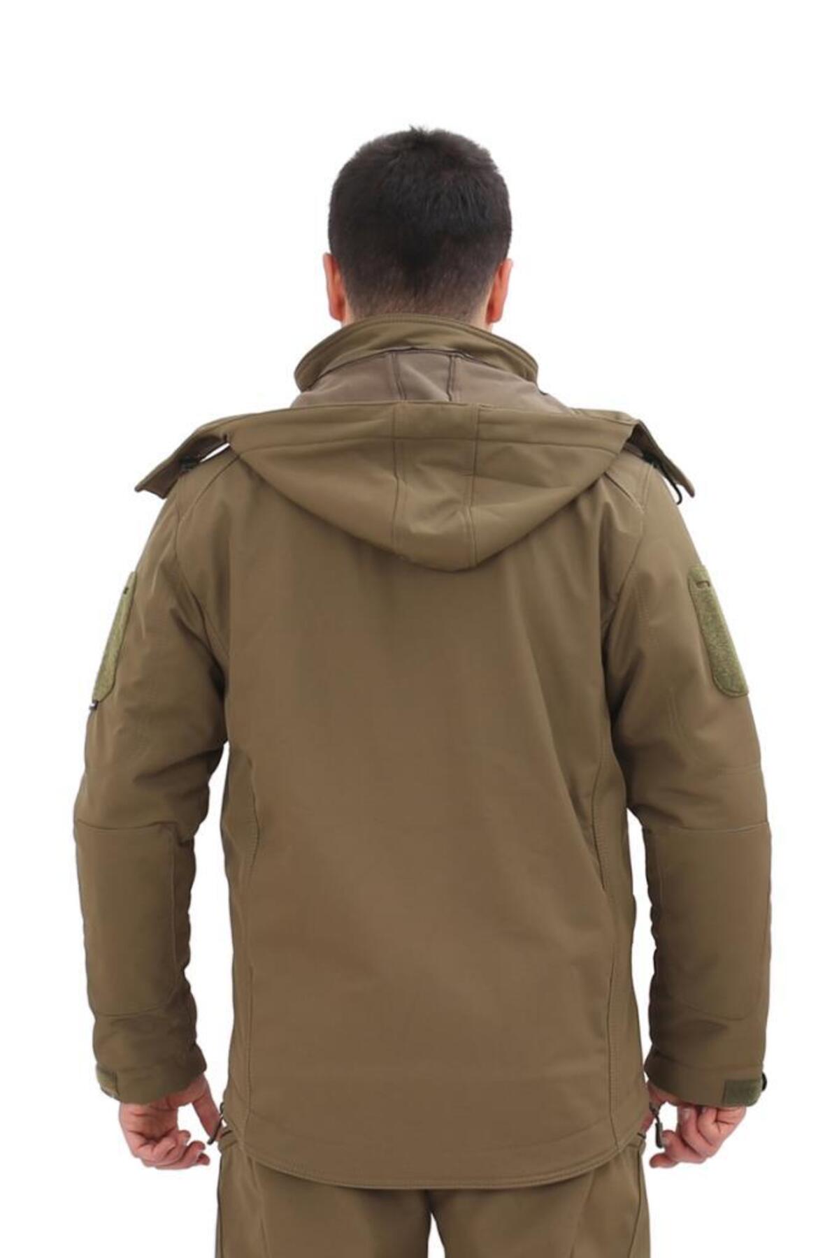 SINGLE SWORD Taktik Çok Cepli Polar Astarlı Suya Dayanıklı Avcı Outdoor Softshell Mont görsel 3