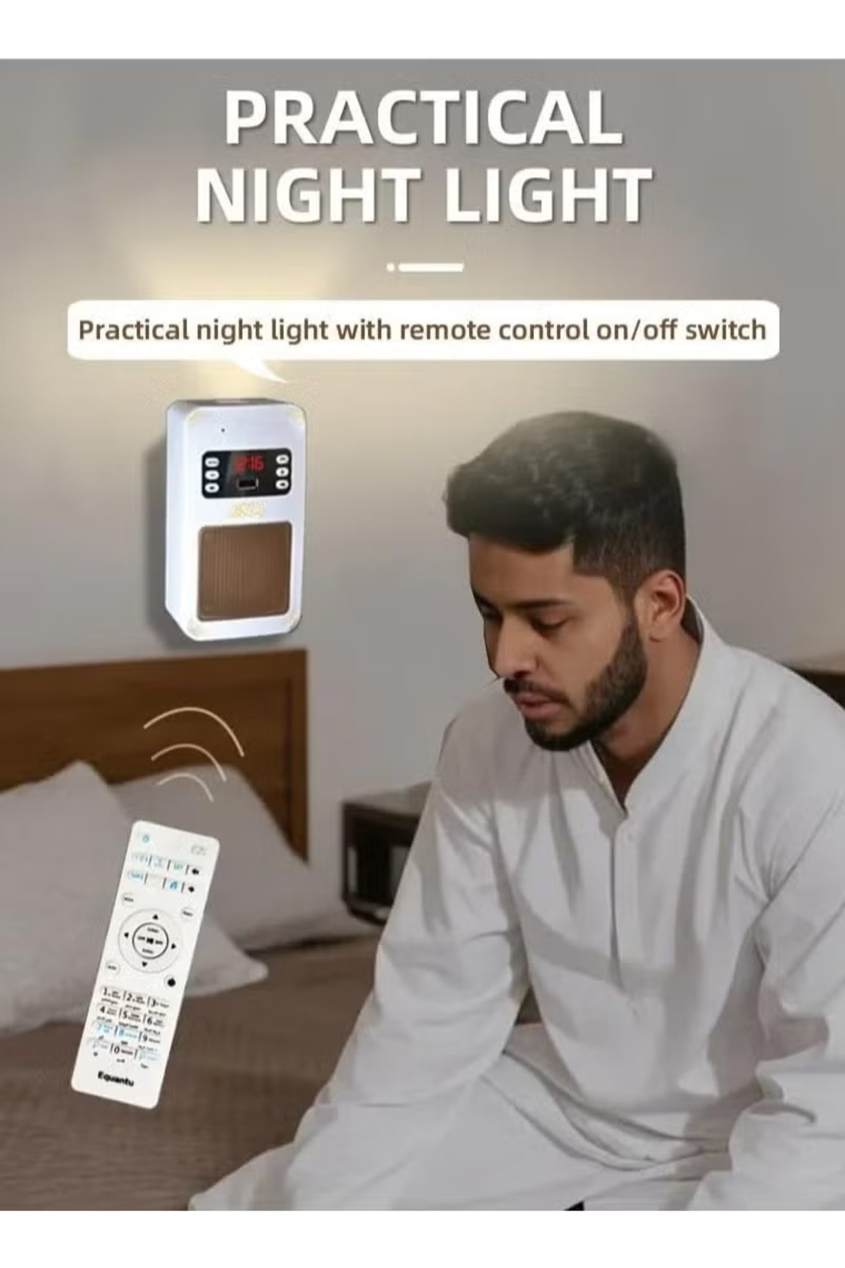 Bluetooth Quran Speaker White قارئ قرآن يعمل بتقنية البلوتوث المتكلم ضوء مربع أبيض