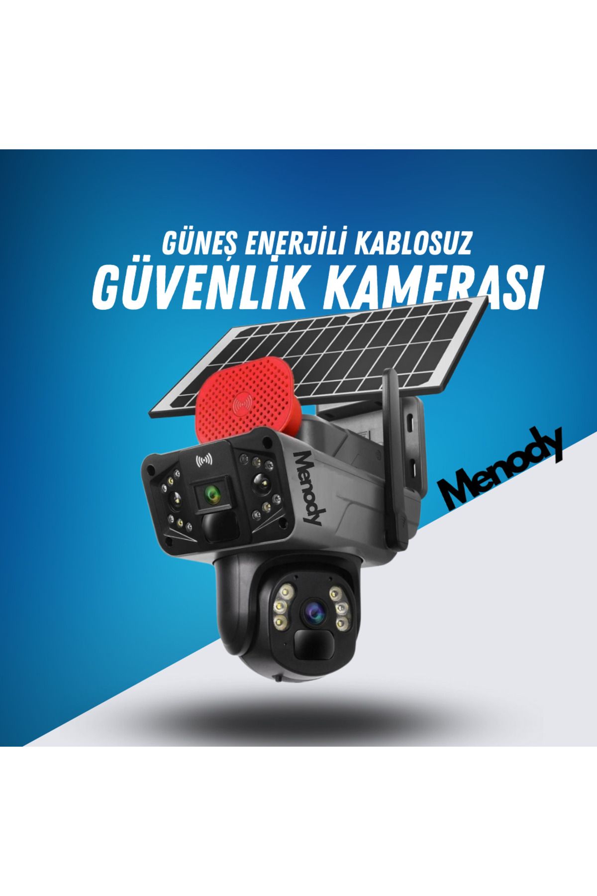 menody 3915 4G 6MP Solar Ptz Güvenlik Kamerası Mobil Bildirim Siren Mikrofon Hoparlör 3 Görüntülü Ekran