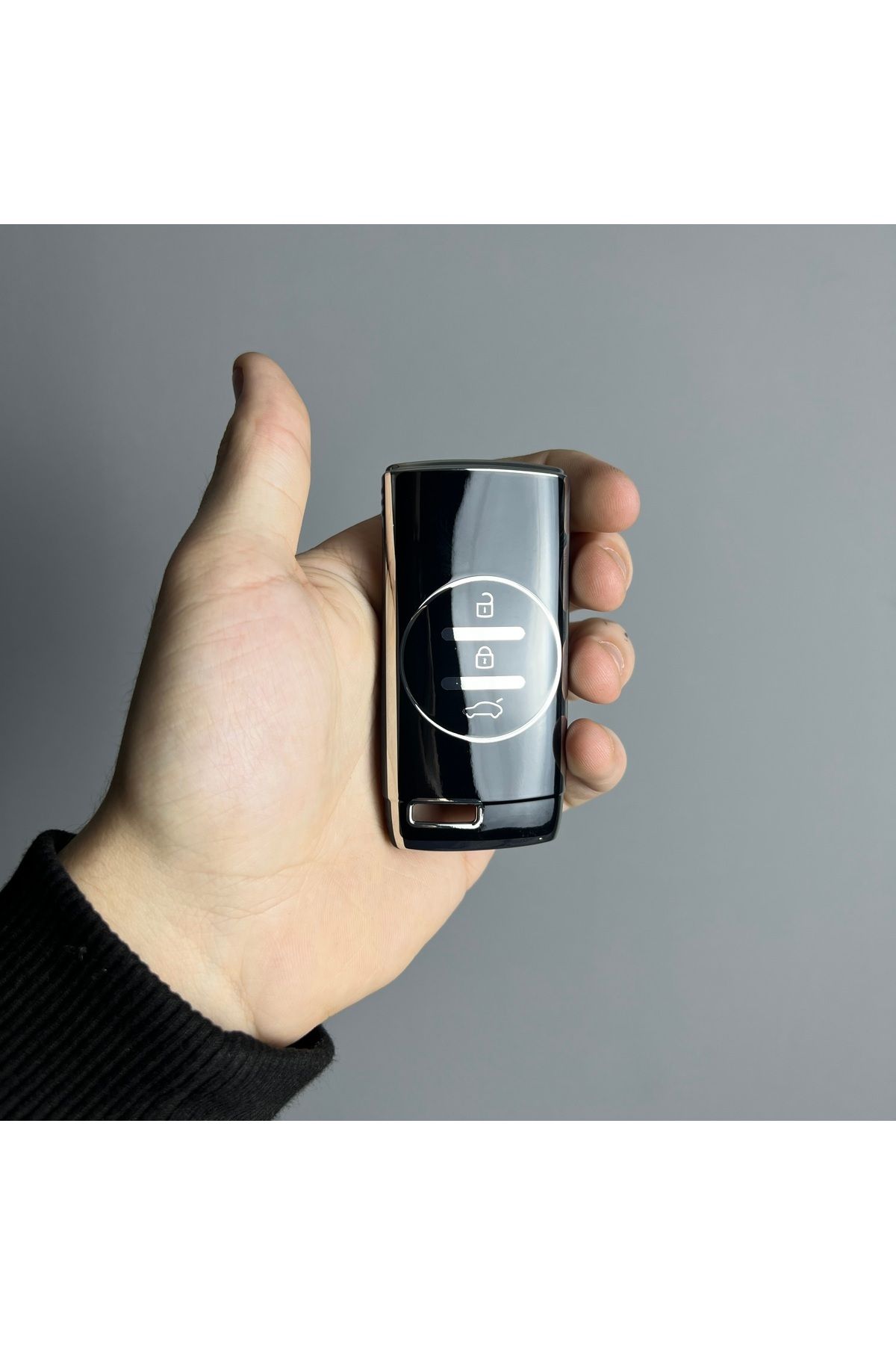 Luxe Aksesuarr Chery Tiggo 7 Plus Uyumlu Koruma Anahtar Kumanda Kabı Nano Silikon Kılıfı 3 Buton Siyah-gümüş