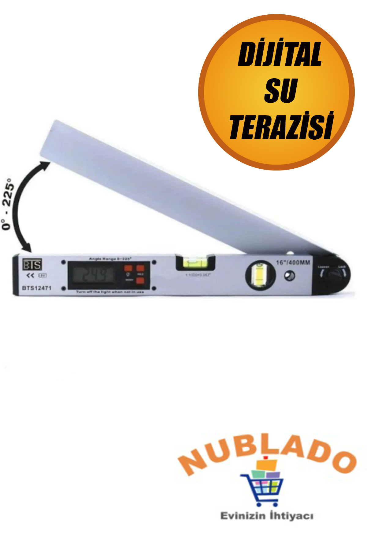 NUBLADO BTS 12471 2 Sulu Dijital Açı Ölçerli Su Terazisi 16"/400 Mm.