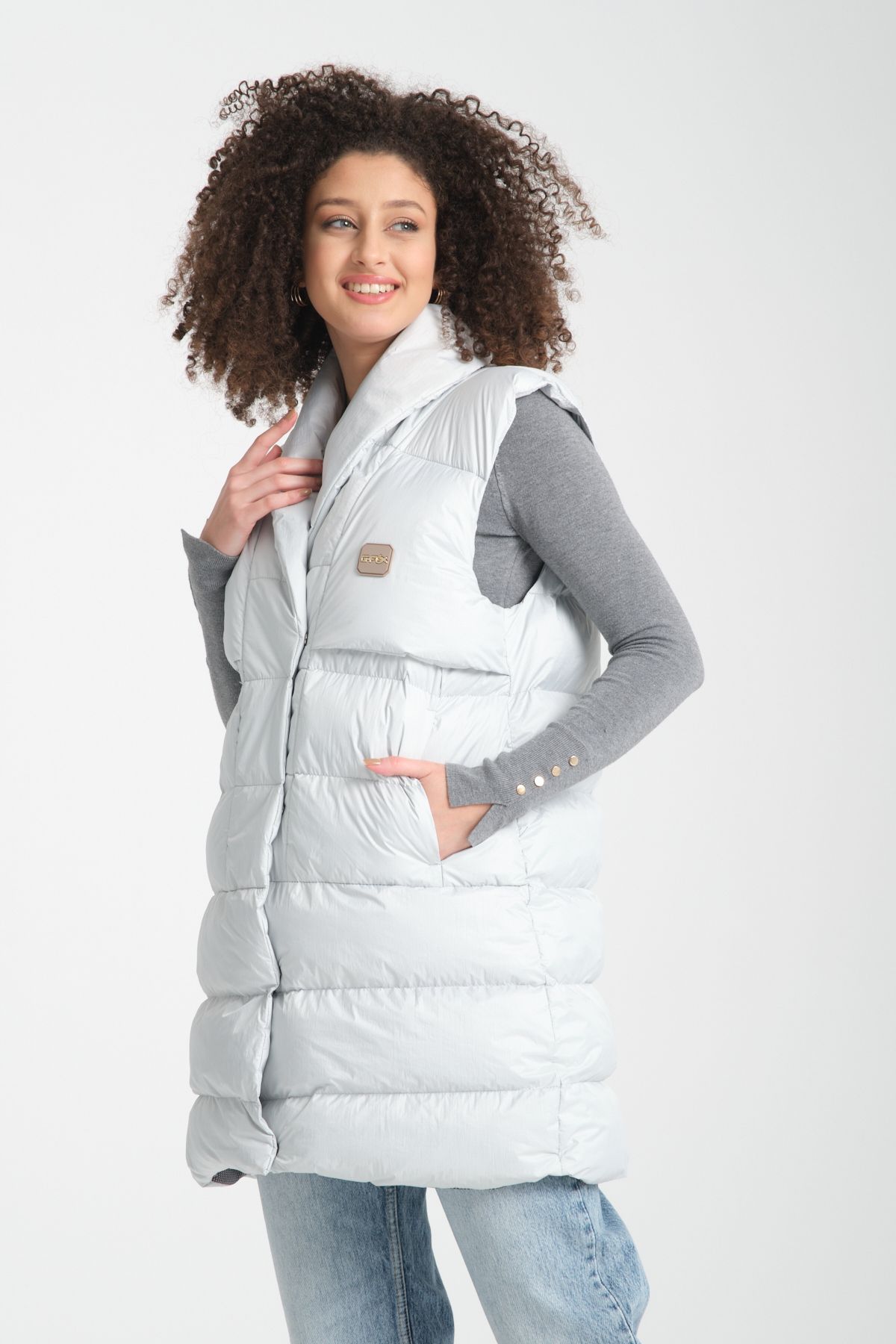 G-FOX-Women's Relaxed Fit down Vest - Snap Closure, No Hood, Double Pocket Design 8830 1