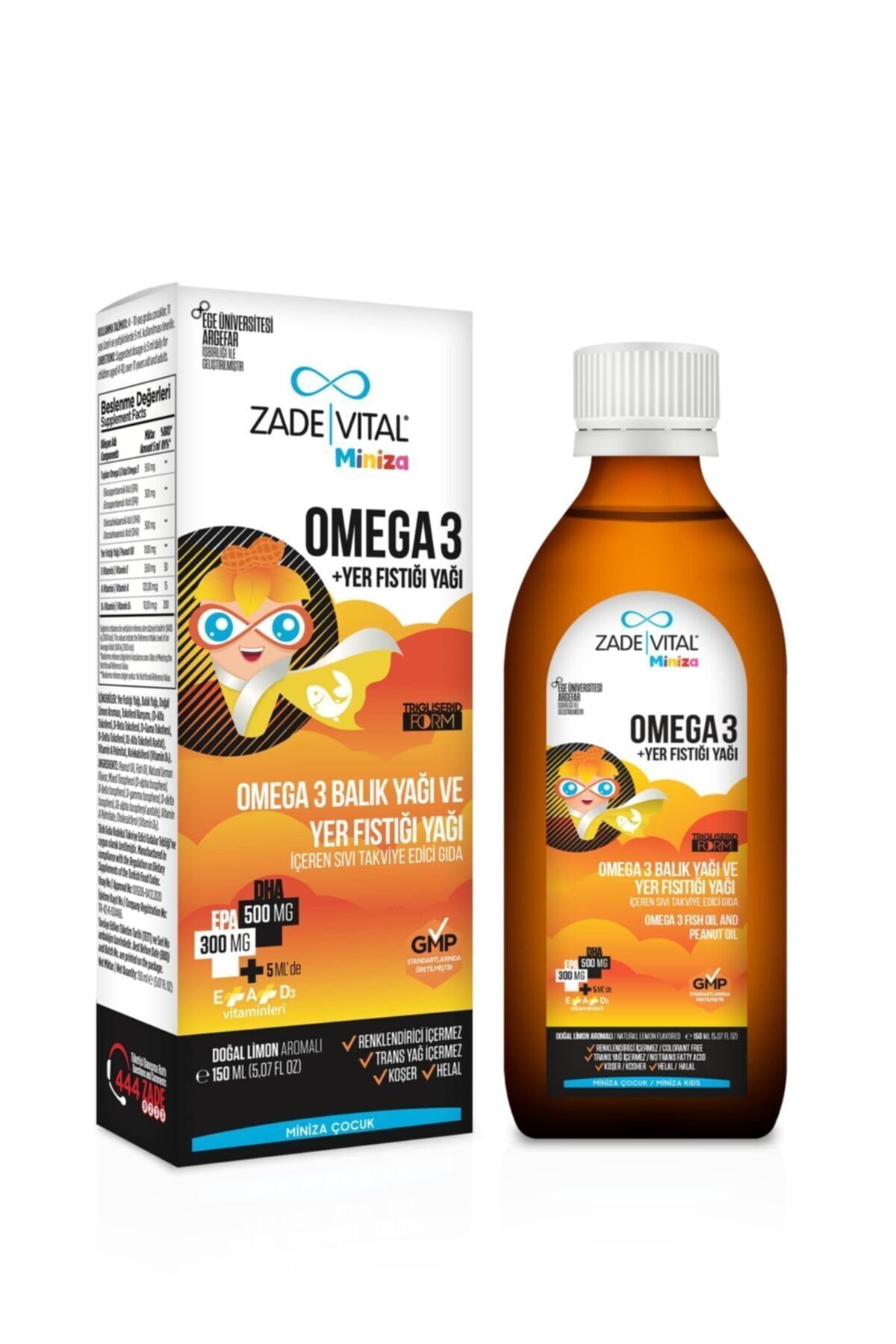 Zade Vital Miniza Omega-3 Ve Yer Fıstığı Şurubu 150 ml