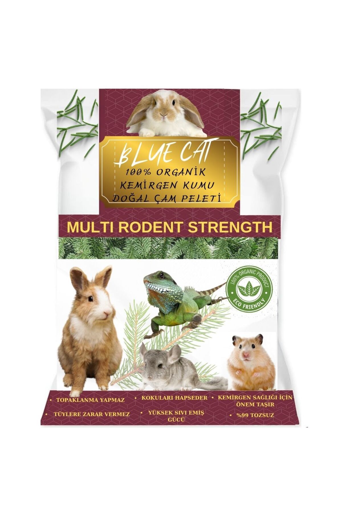 BLUECATS Çam Peleti Tavşan Kumu Net 20 kg - 40 lt - Topaklanmayan %100 Organik Cam Peledi