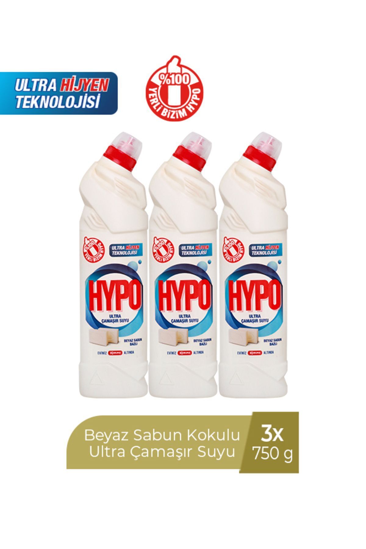 Hyper Hypo ULTRA ÇAMAŞIR SUYU BEYAZ SABUN 750 GR x 3