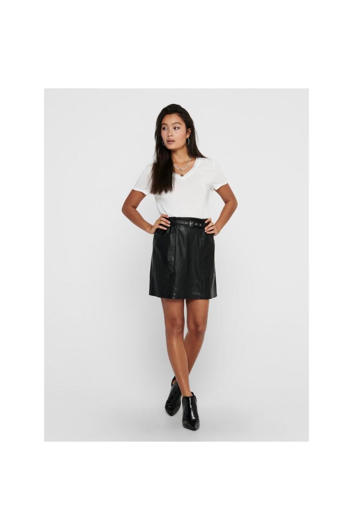 Only-Women's Belt Detailed Mini Skirt 65515229099 Black 1