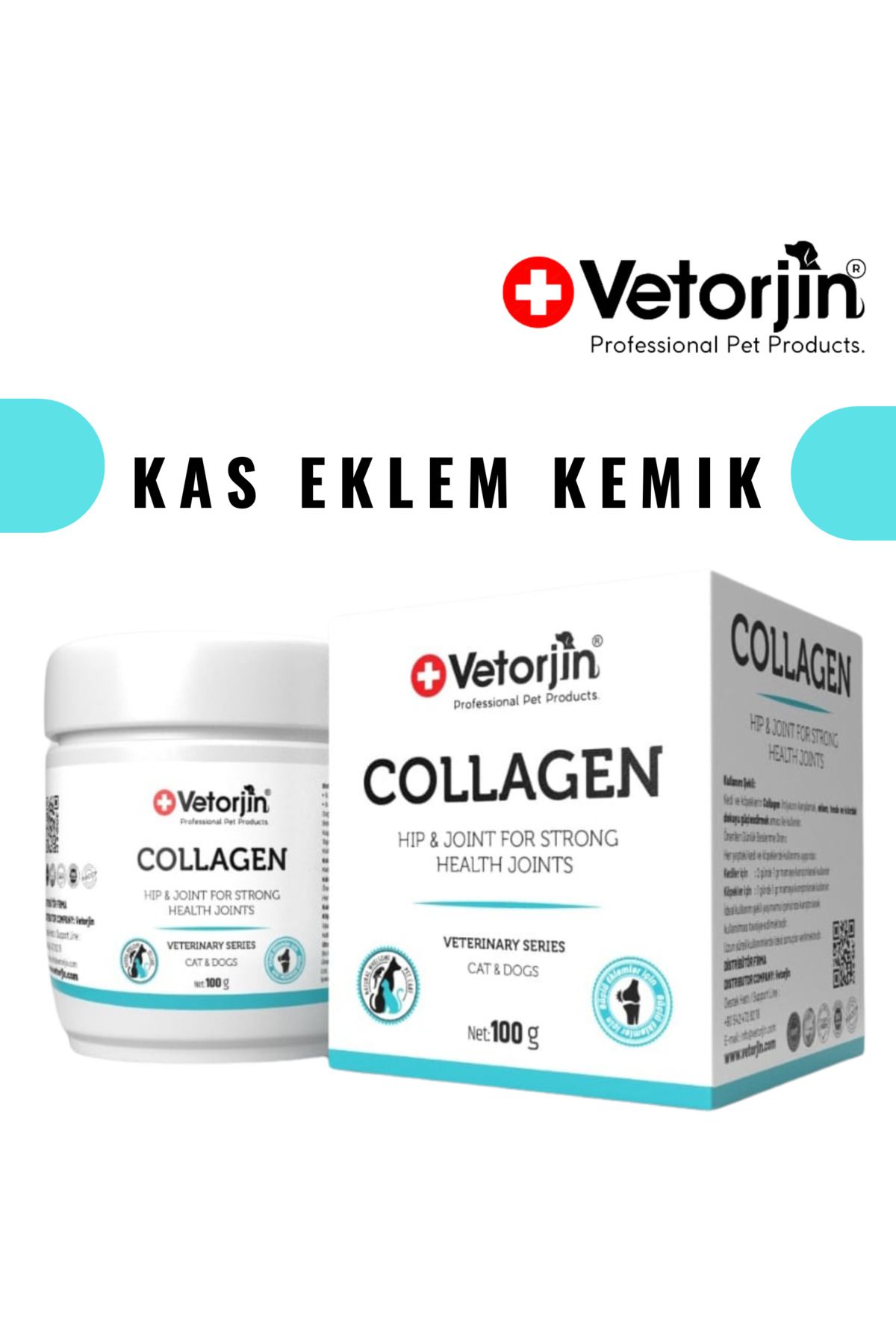 Vetorjin Kedi Köpek Kas Eklem Kemik Bağ Dokusu Sağlığı Takviyesi Collagen 100 Gr