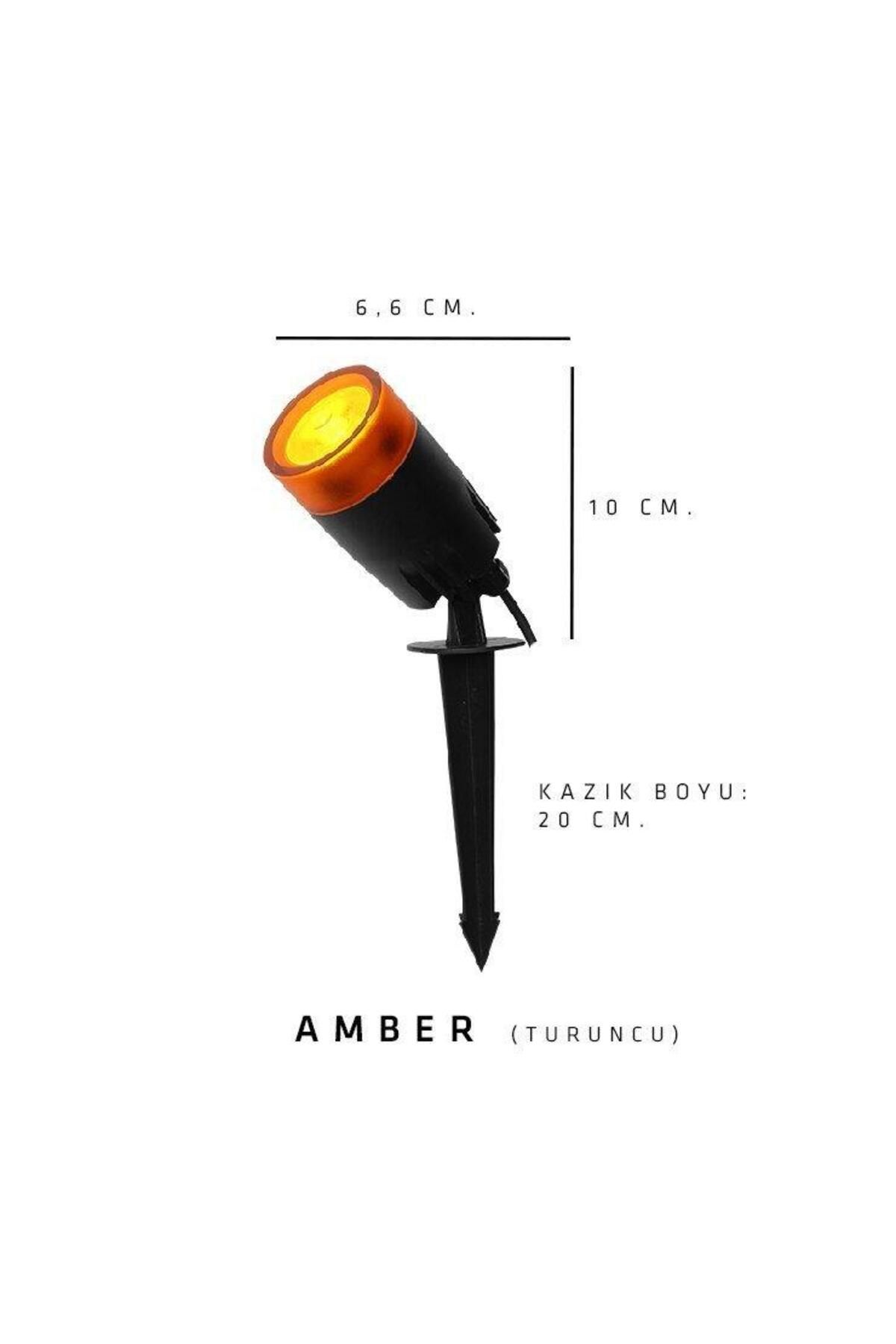 Zita Kazıklı Çim Çiçek Bahçe Duvar Aydınlatma Amber Renk Ampul Dahil