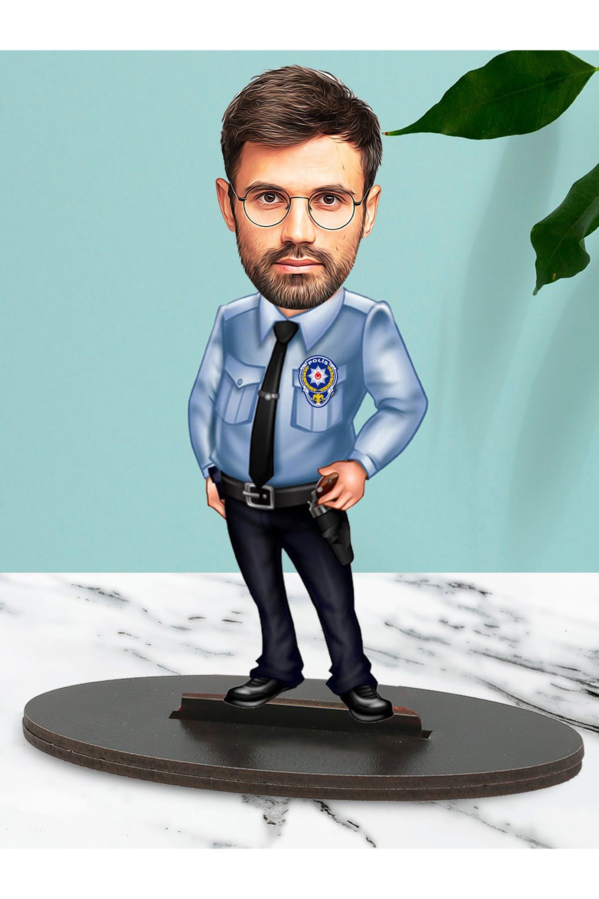 Fotomcity Kişiye Özel Fotoğraflı Polis Tasarımlı Karikatür Biblo