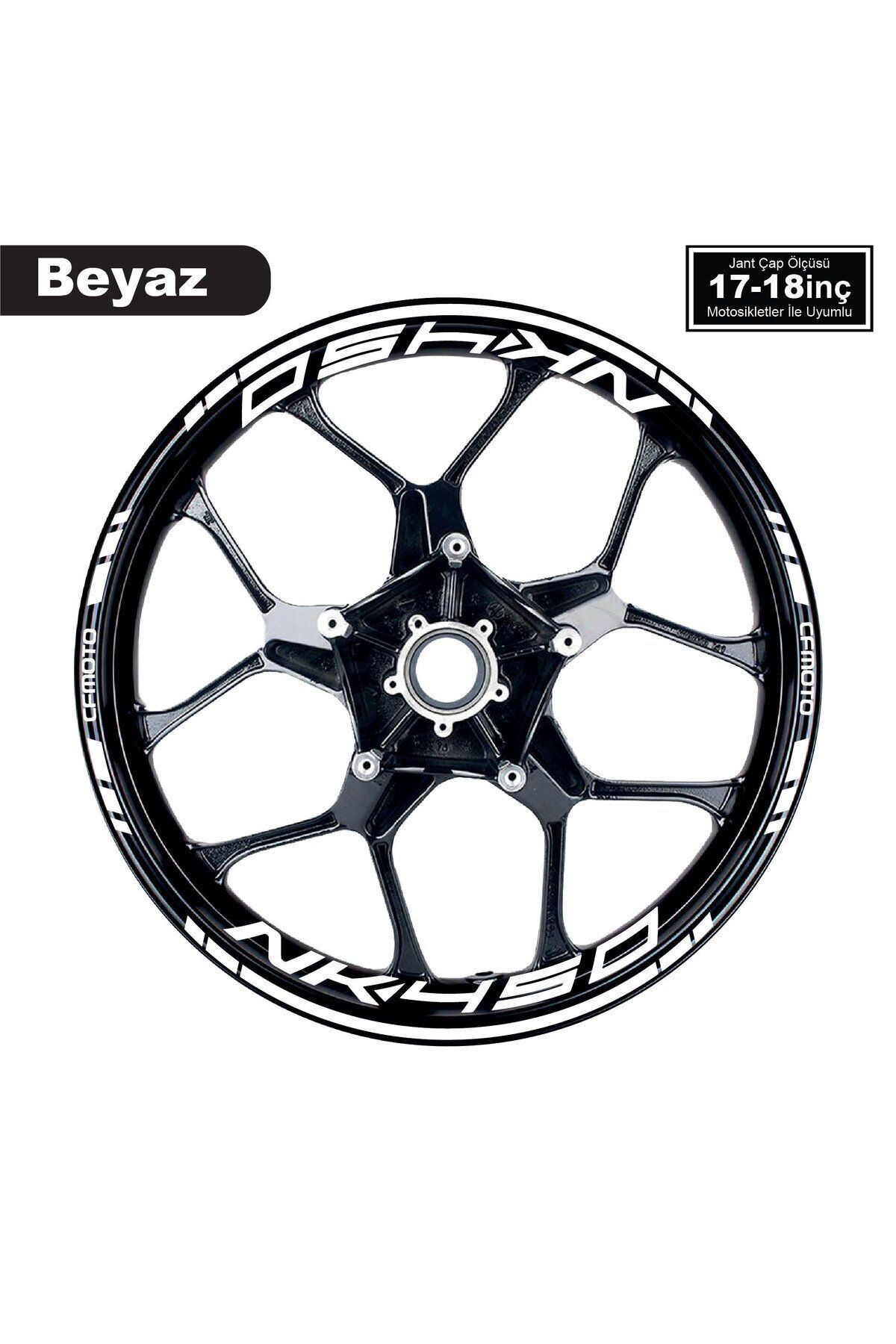 habune Beyaz CFMOTO 450NK Motosiklet Jant Sticker Modeli İç & Dış Takım