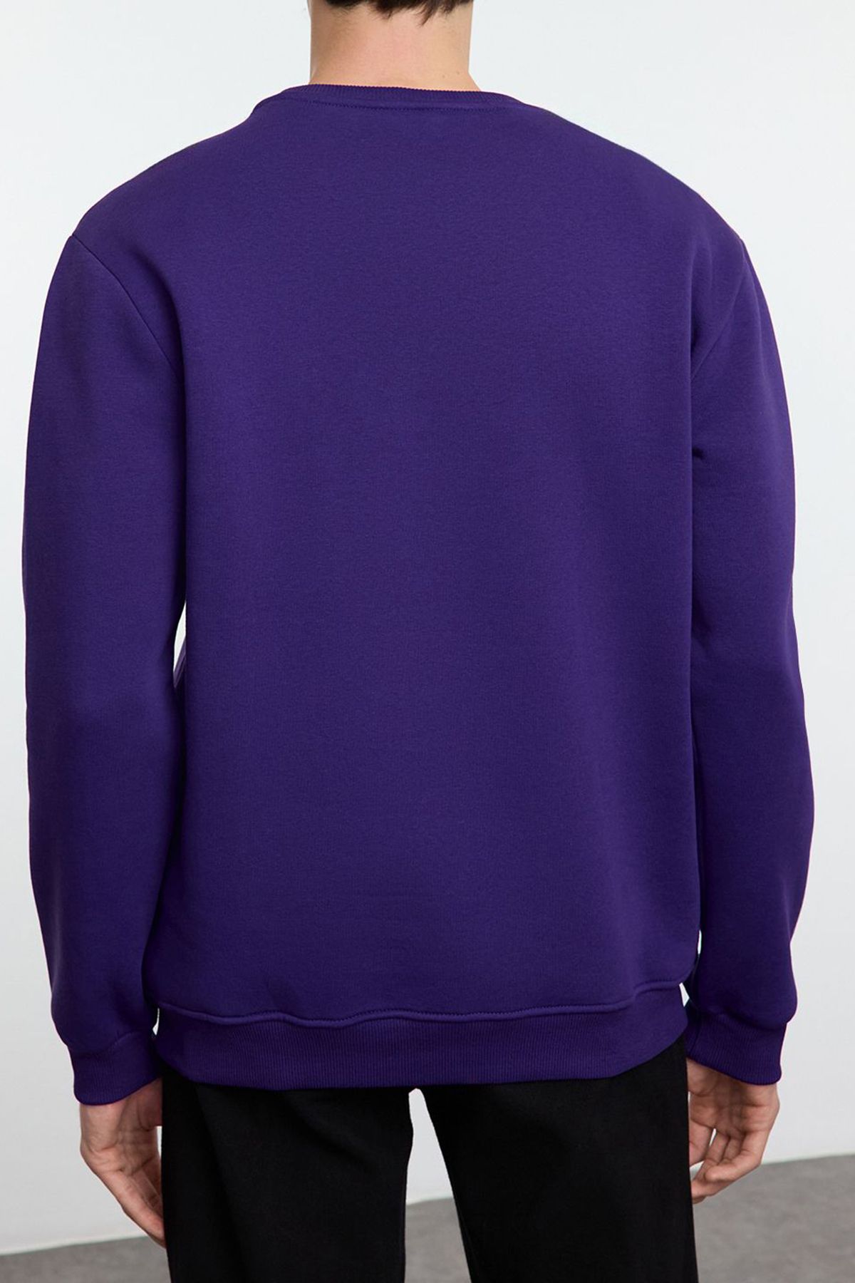 Edit by Trendyol-Fioletowa haftowana bluza polarowa oversize - Tmnaw25Sw00061 6