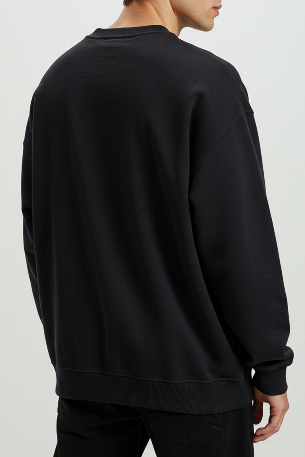 Edit by Trendyol-Black Oversize/Wide Cut Christmas Themed Men's Sweatshirt Tedaw25Sw00081 2