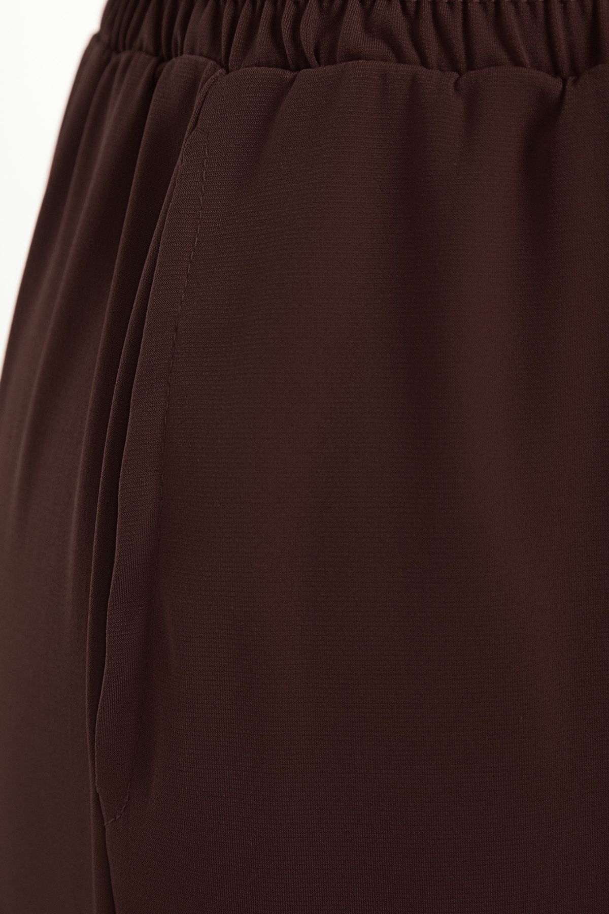 Trendyol Collection-Hnědá široká noha/ uvolněný střih s vysokým pasem elastické kalhoty Twoss23Pl00129 3