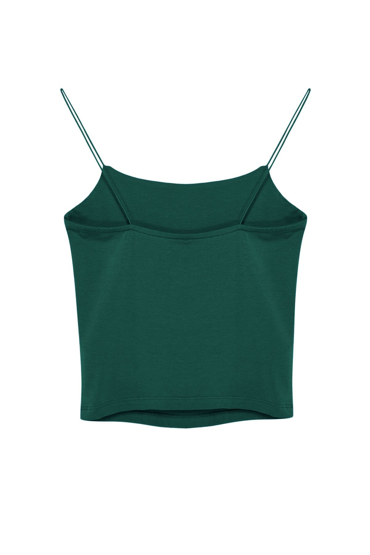 Trendyol Collection-Emerald Green Straps Regular Stretchy Knitted Undershirt Twoss24Al00024 6