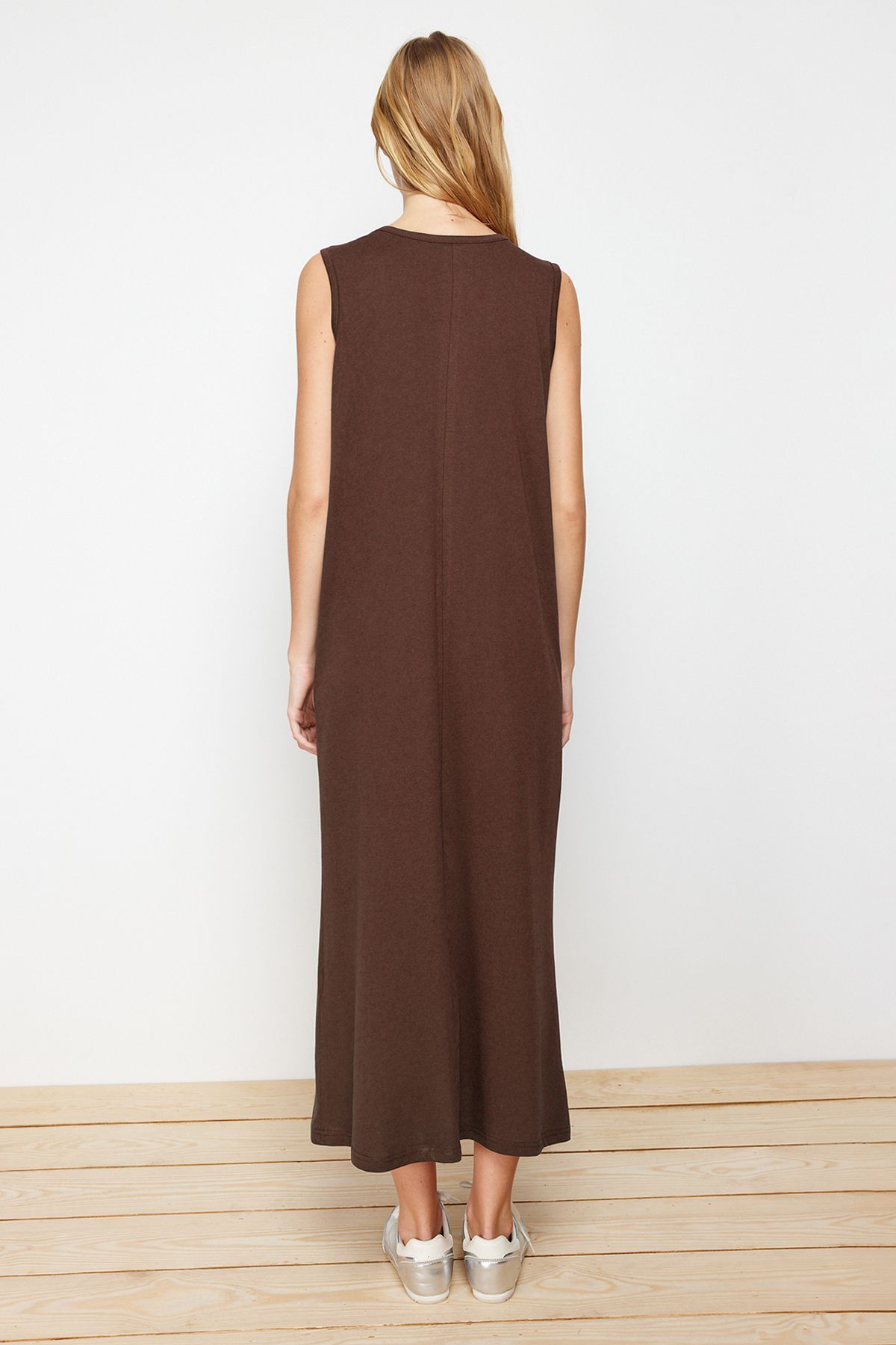 Trendyol Modest-Сукня-орма з 100 бавовни коричневого та бежевого кольору в 2 пакетах TCTAW22UK0110 6