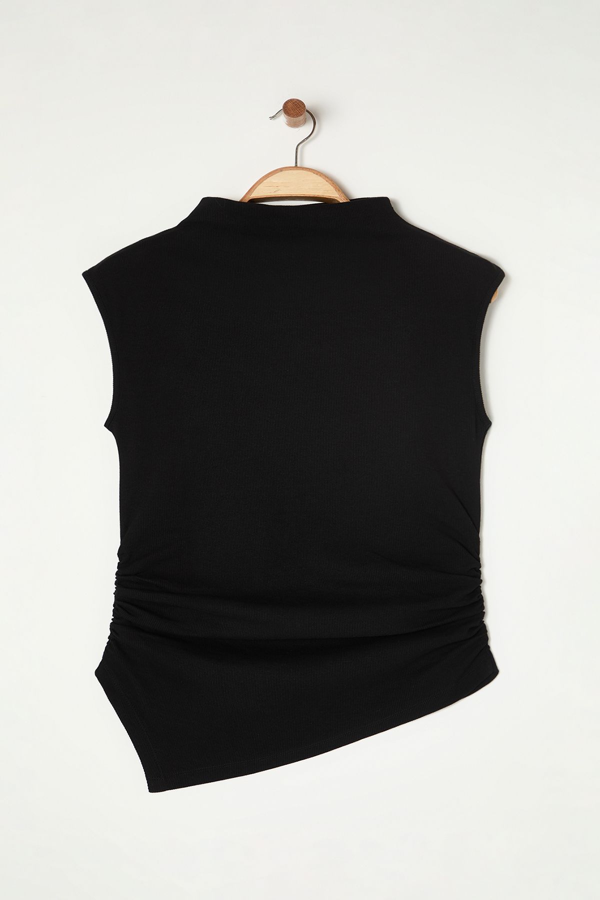 Trendyol Curve-Black Stand Collar Asymmetrical Knitted Plus Size Blouse Tbbss25Af00039 6