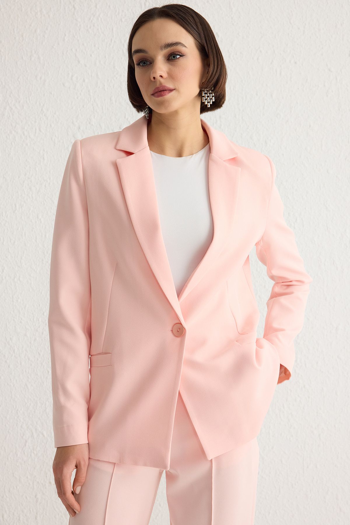 Trendyol Collection-Light Pink Striped Blazer Jacket Twoaw20Ce0316 2