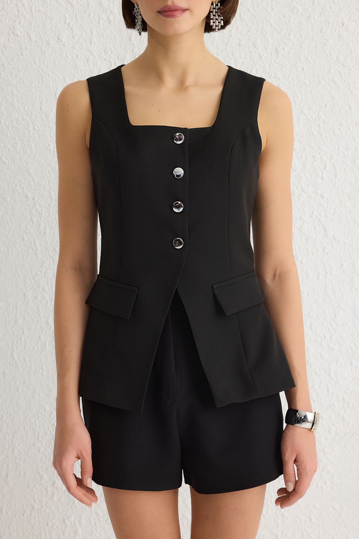 Kolekcia Trendyol-Black Fitted Square Golier Thick Sling Vest Vest Twoss25Ye00026 3