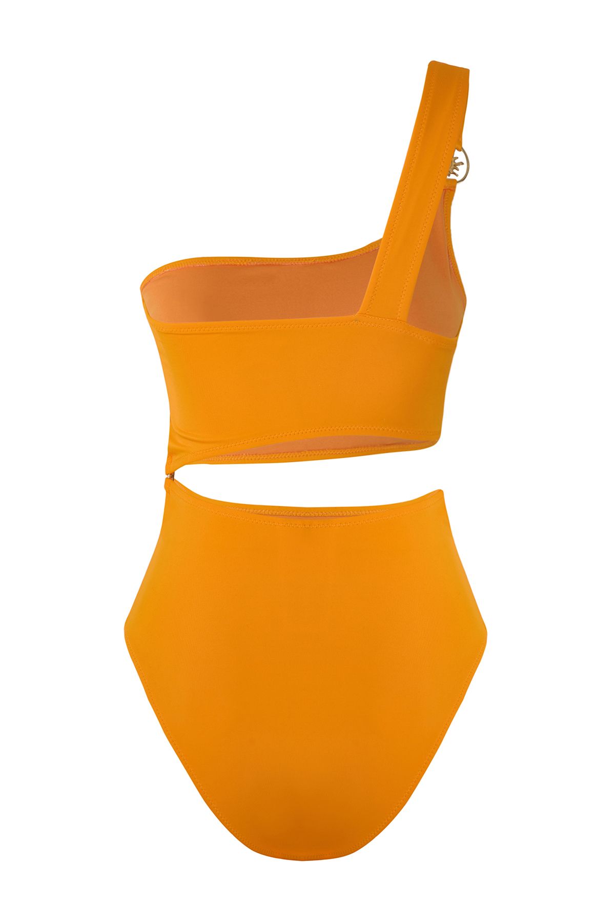 Trendyol Collection-Orangefarbener Premium-One-Shoulder-Badeanzug – mit Sonnenaufsatz und detailliertem Ausschnitt TBESS25MA00046 8