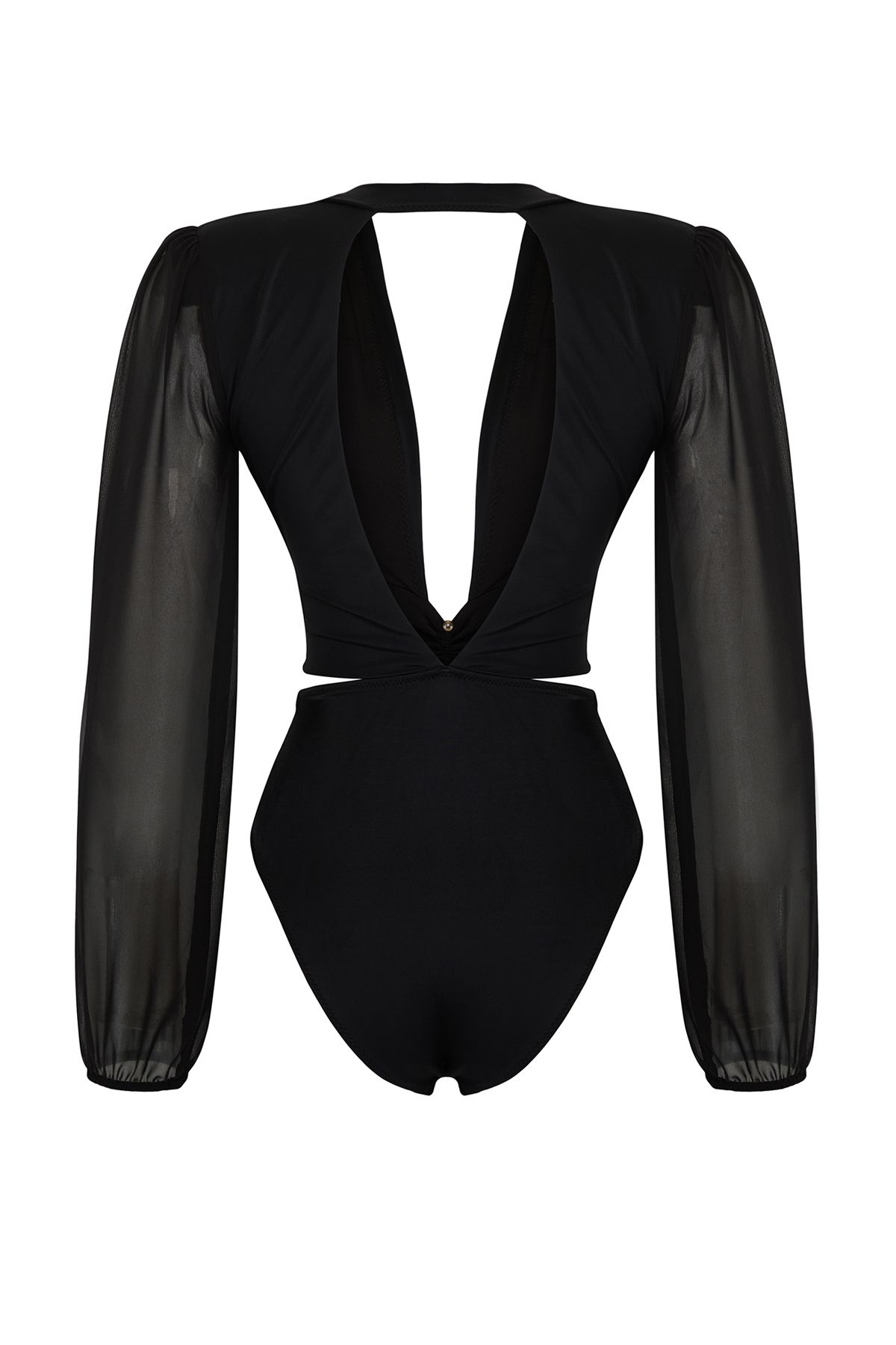 Trendyol Collection-Negru*001 Costum de baie simplu cu bretele în V adânc 8