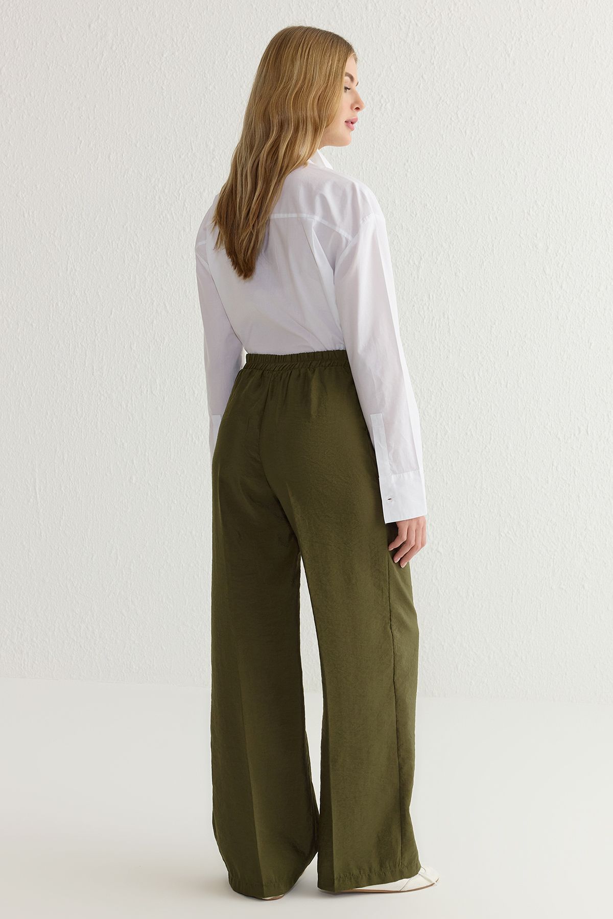 Trendyol Collection-Khaki Modal Wide-Leg Pants - Soft Tuşel Twoss25Pl00004 5