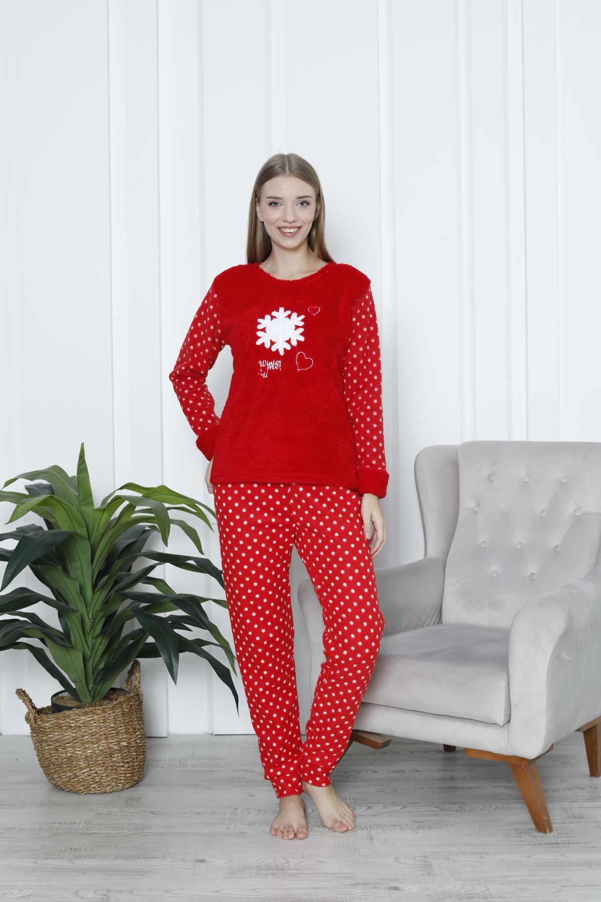 FAMES PİJAMA-Winter Fleece Pajama Set 3