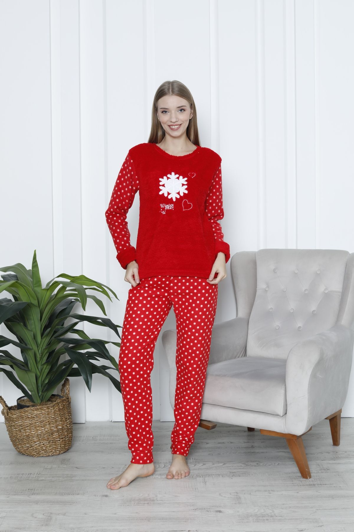 FAMES PİJAMA-Winter Fleece Pajama Set 5