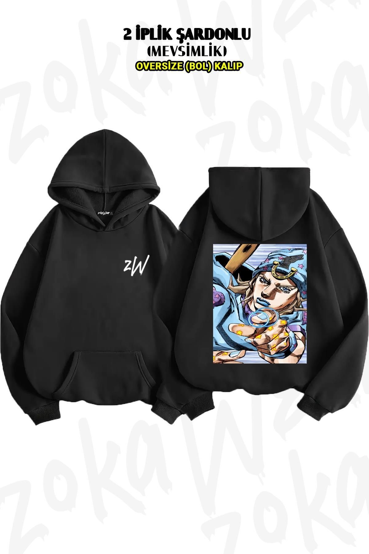 zokanime-Johnny Joestar Jojo Back Printed Hooded Sweatshirt (2 Thread) 1