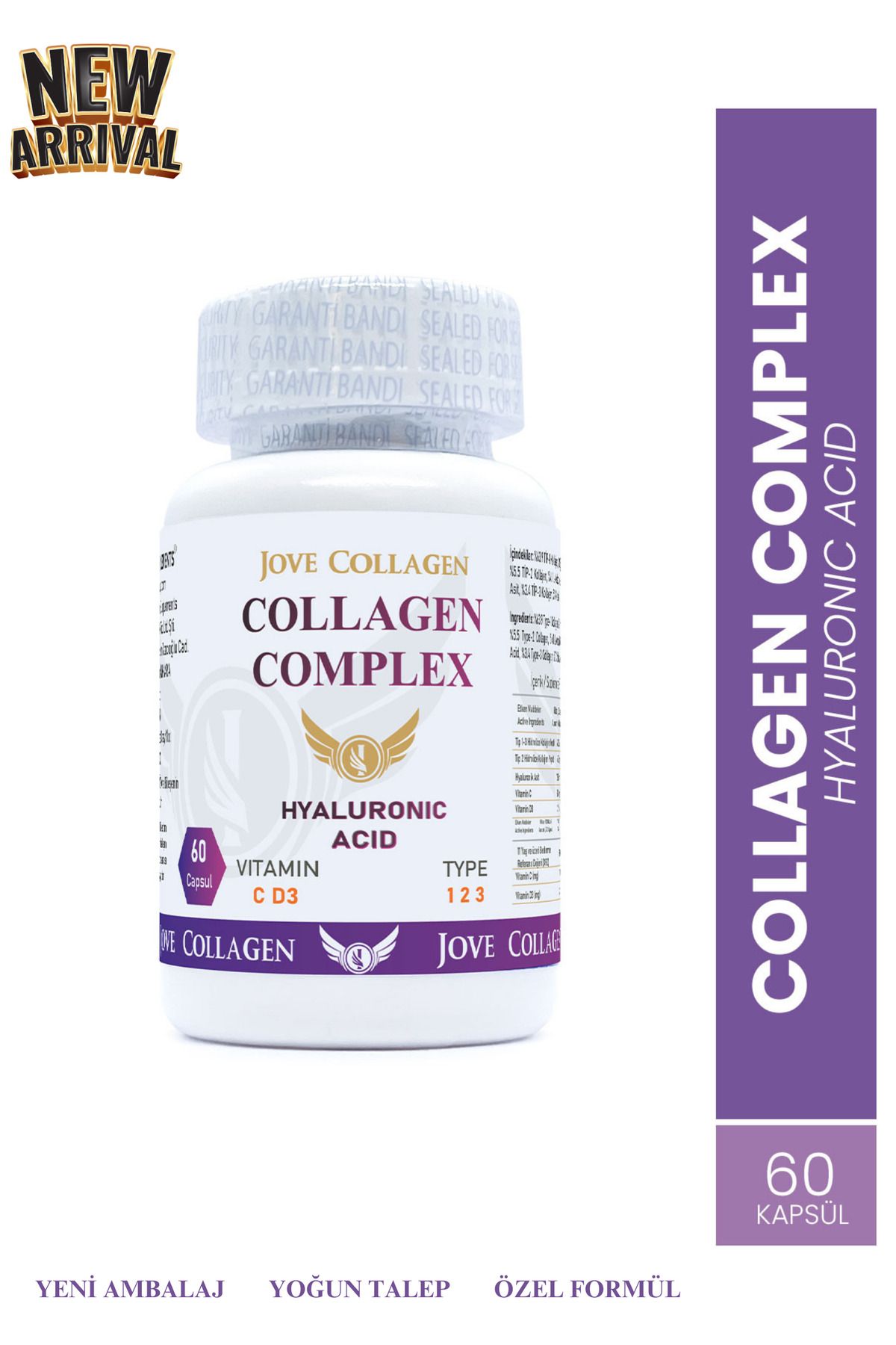 Jove Collagen Kollajen Komplex Tip 1-2-3hidrolize Kollajen C Vitamini D3 Vitamini Hyaluronik Asit 60 Tablet