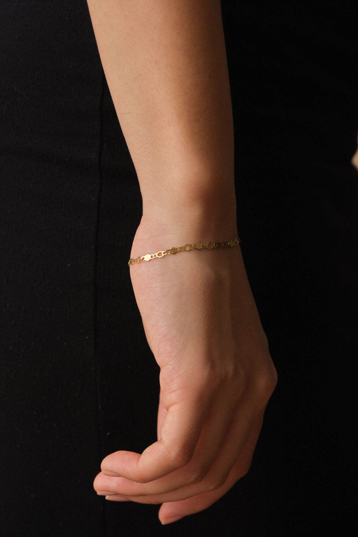 ESBAFLOR-Steel Thin Sequin Bracelet Hex Chain Tarnish Free 17+4cm 3mm Suitable for Daily Use 5